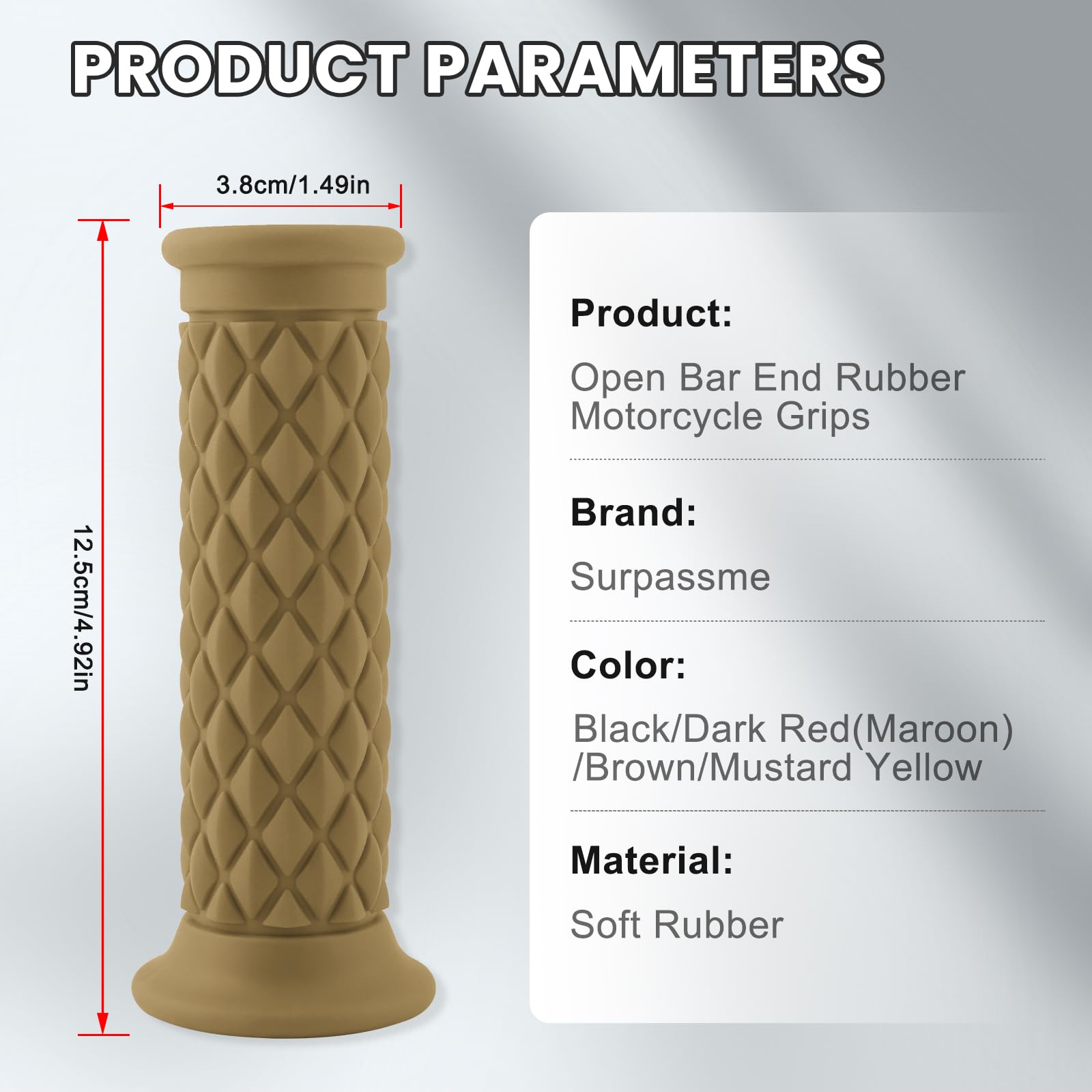 Surpassme 7/8'' Motorcycle Open Bar End Grip Thruster Grip 7/8'' 22Mm 24Mm Motorcycle Comfort Hand Handlebar Grip Thruster Grip(