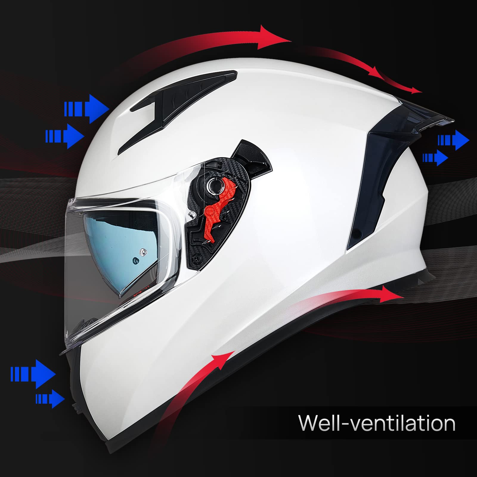 Ilm Motorcycle Helmet Full Face With Pinlock Compatible Clear&Tinted Visors And Fins Street Bike Motocross Casco Dot Model Z501(White, Xx-Large)