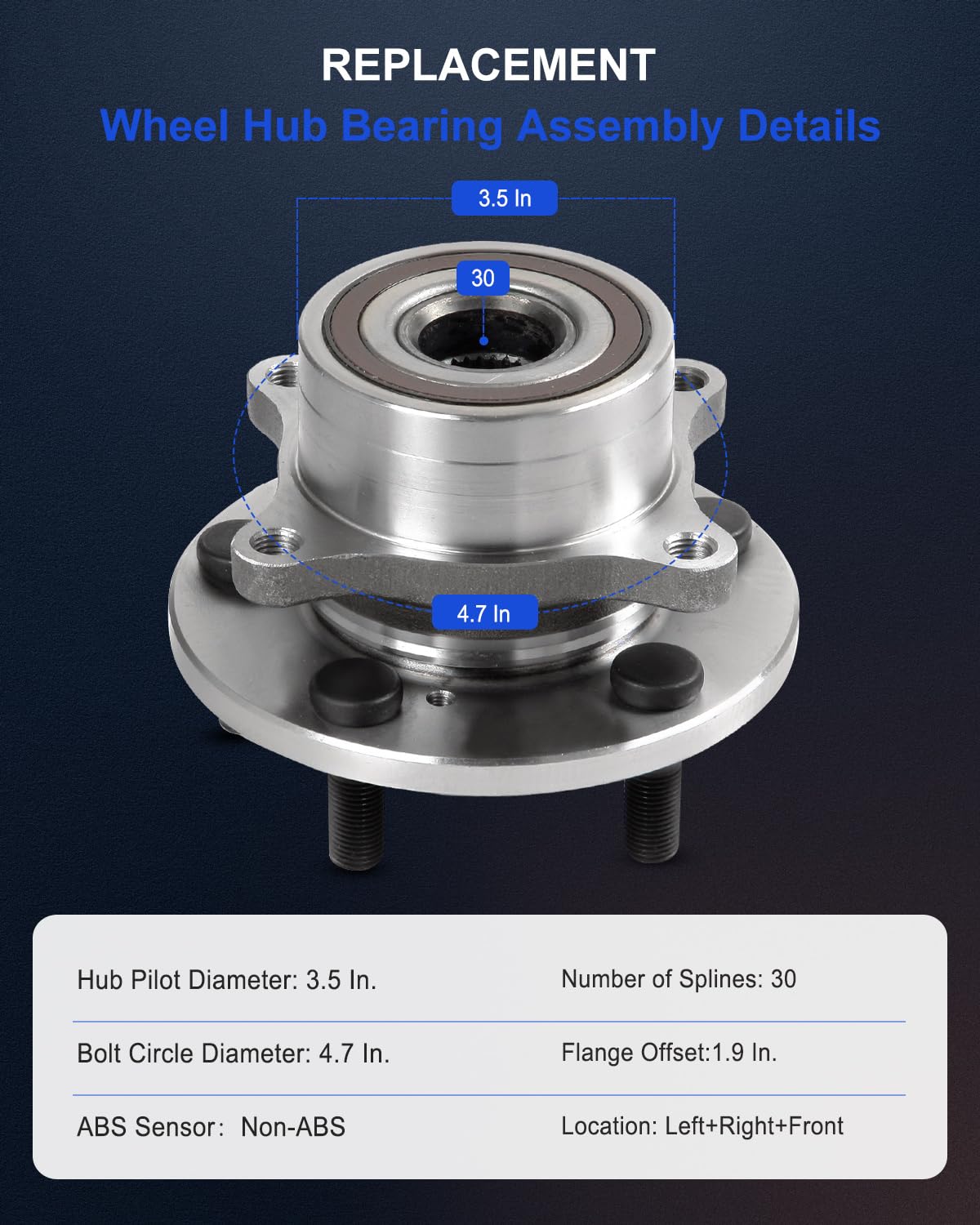 ECCPP Replacement For Wheel Bearing Hub 513267 Hub Bearing Assembly Hub Assemblies Front Axle 5 Lugs For Acura MDX Base Model V6