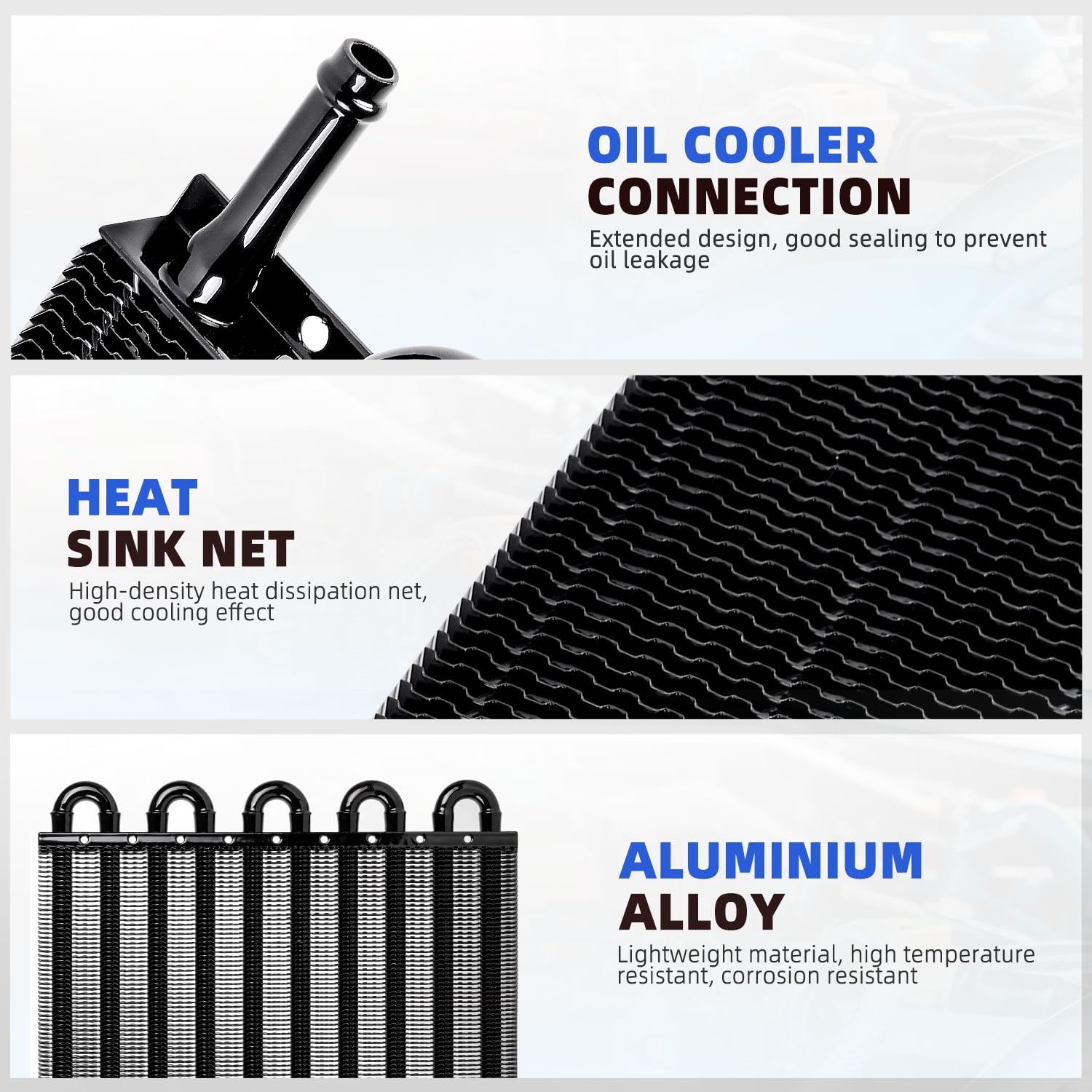 Bartoo Universal 5/16'' Transmission Oil Cooler Kit, Aluminium Alloy 10 Pass Tube And Fin Oil Cooler Kit (Black)