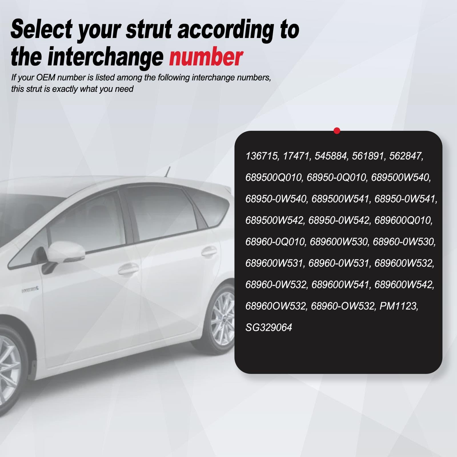 Vepagoo PM1123 Rear Hatch Gas Struts for 2010-2015 Toyota Prius & Plug-in Prius, Black Lift Supports for Tailgate & Trunk