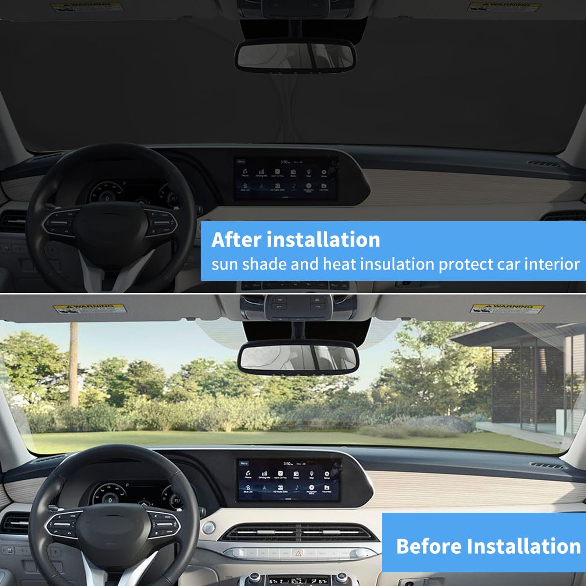 Windshield Sun Shade For Hyun-Dai Palisade 2025 2024 2023 2022 2021 2020 Accessories Window Sunshade Fit Hyun-Dai Palisade Front