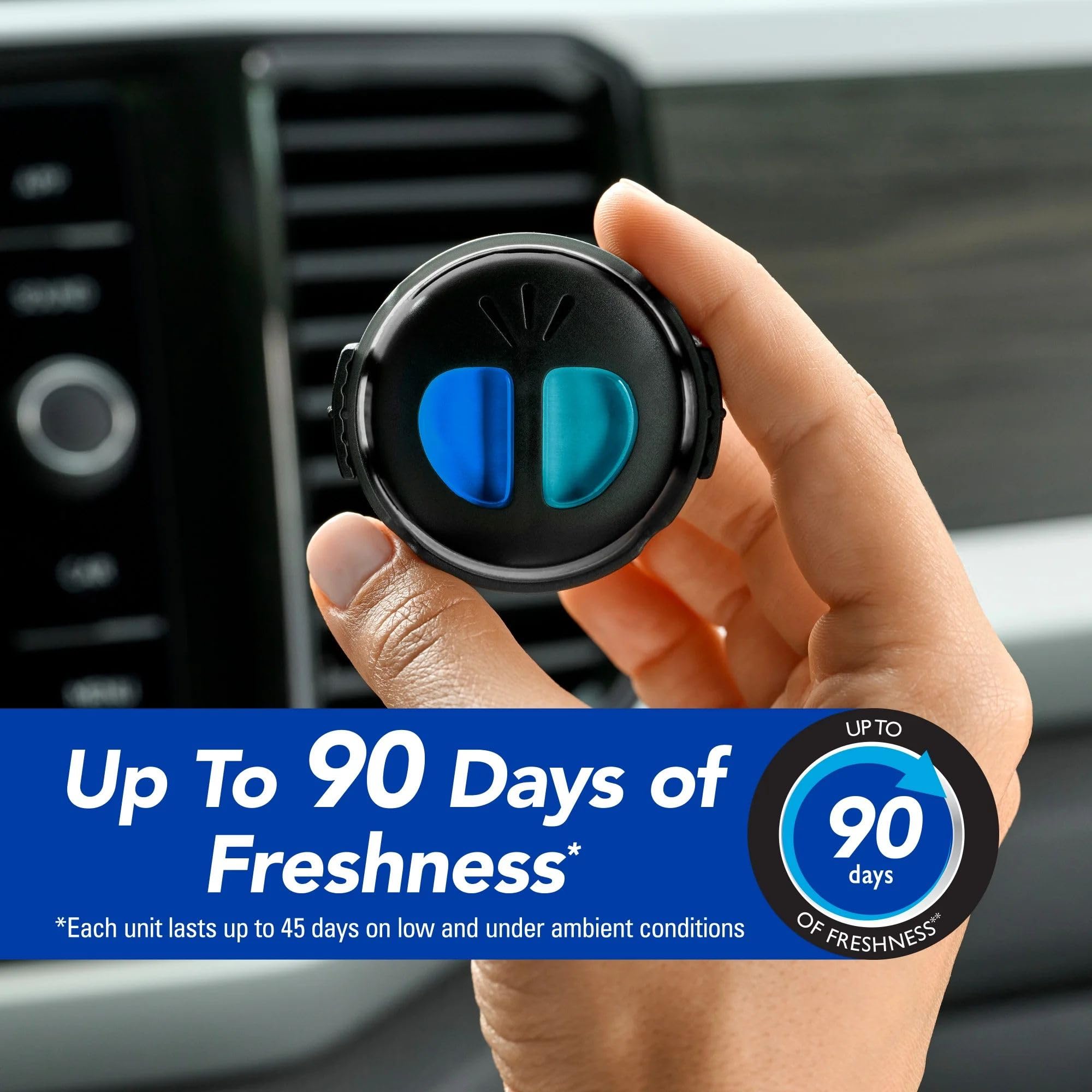 Refresh Your Car Dual Scent Mini Diffusers, 1 Count, New Car/Cool Breeze Scent, Model E300877700, Plastic