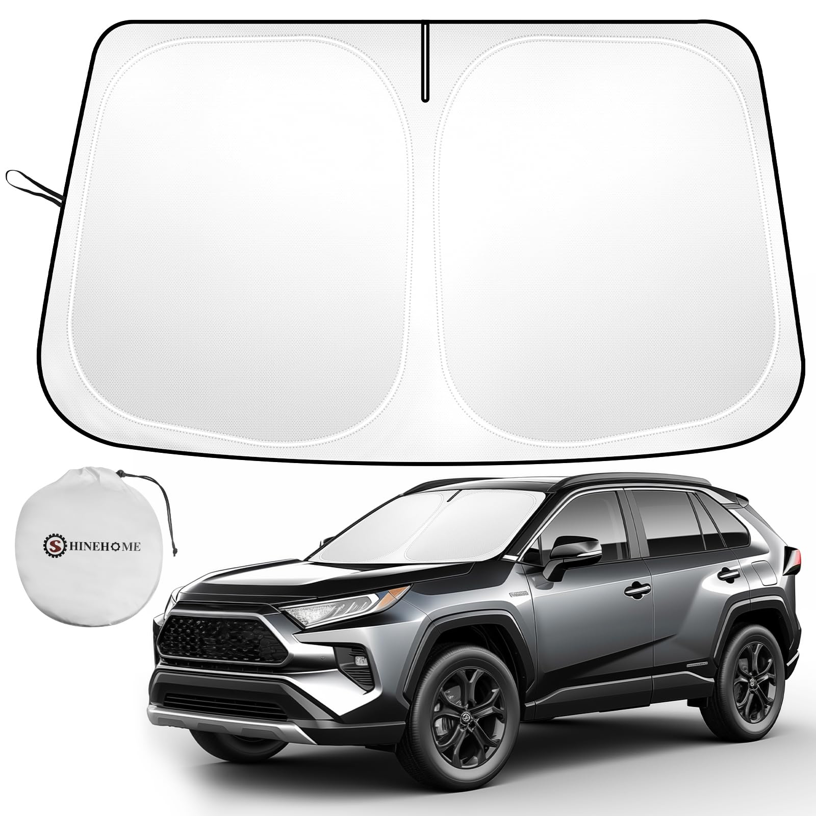 Shinehome 2024 Upgrade Front Windshield Sun Shade Foldable Rav4 Sunshade For 2019-2024 Rav4 Rav-4 Suv Crossover, Trd Off-Road, L