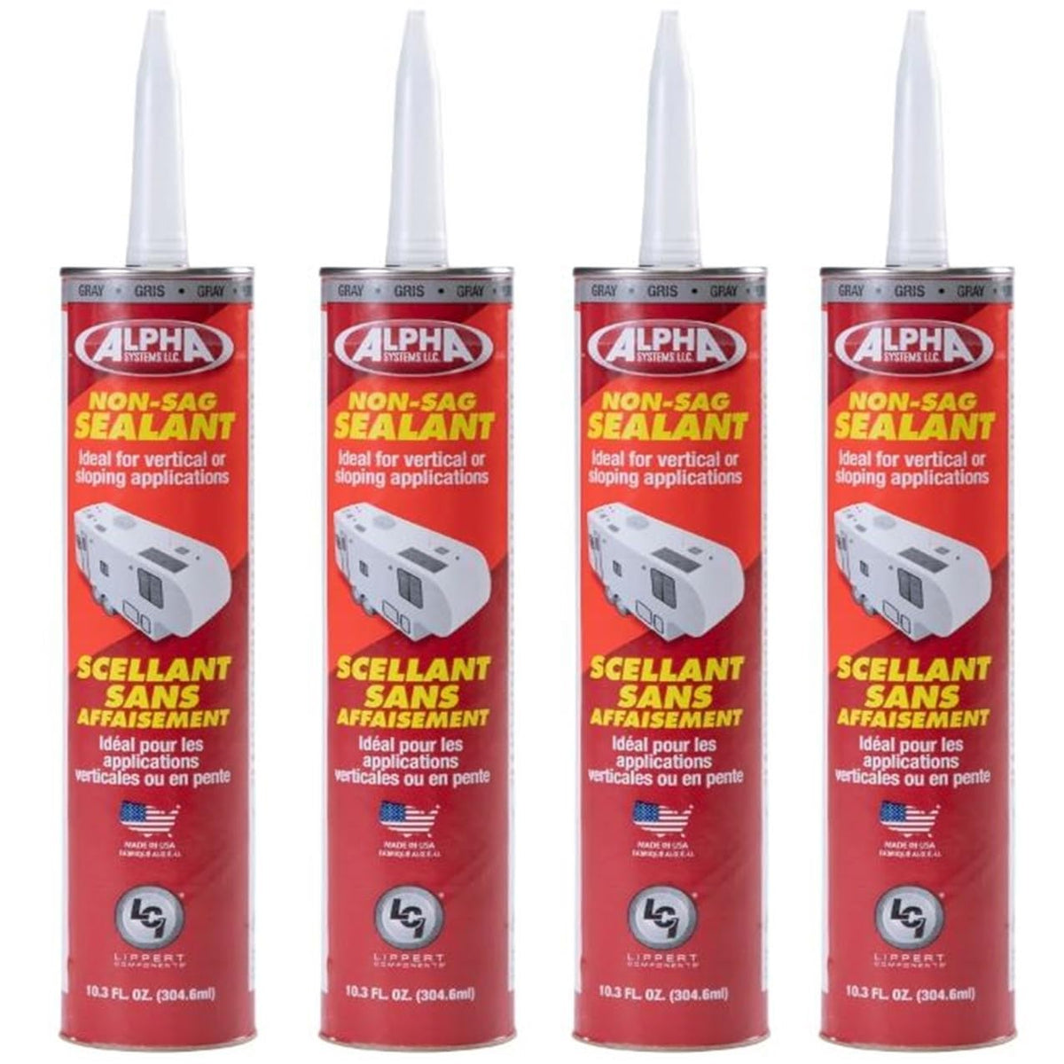 Alpha Systems 862159 N1010 Non-Sag Roof Sealant-11 Oz, Gray (Qty 4)
