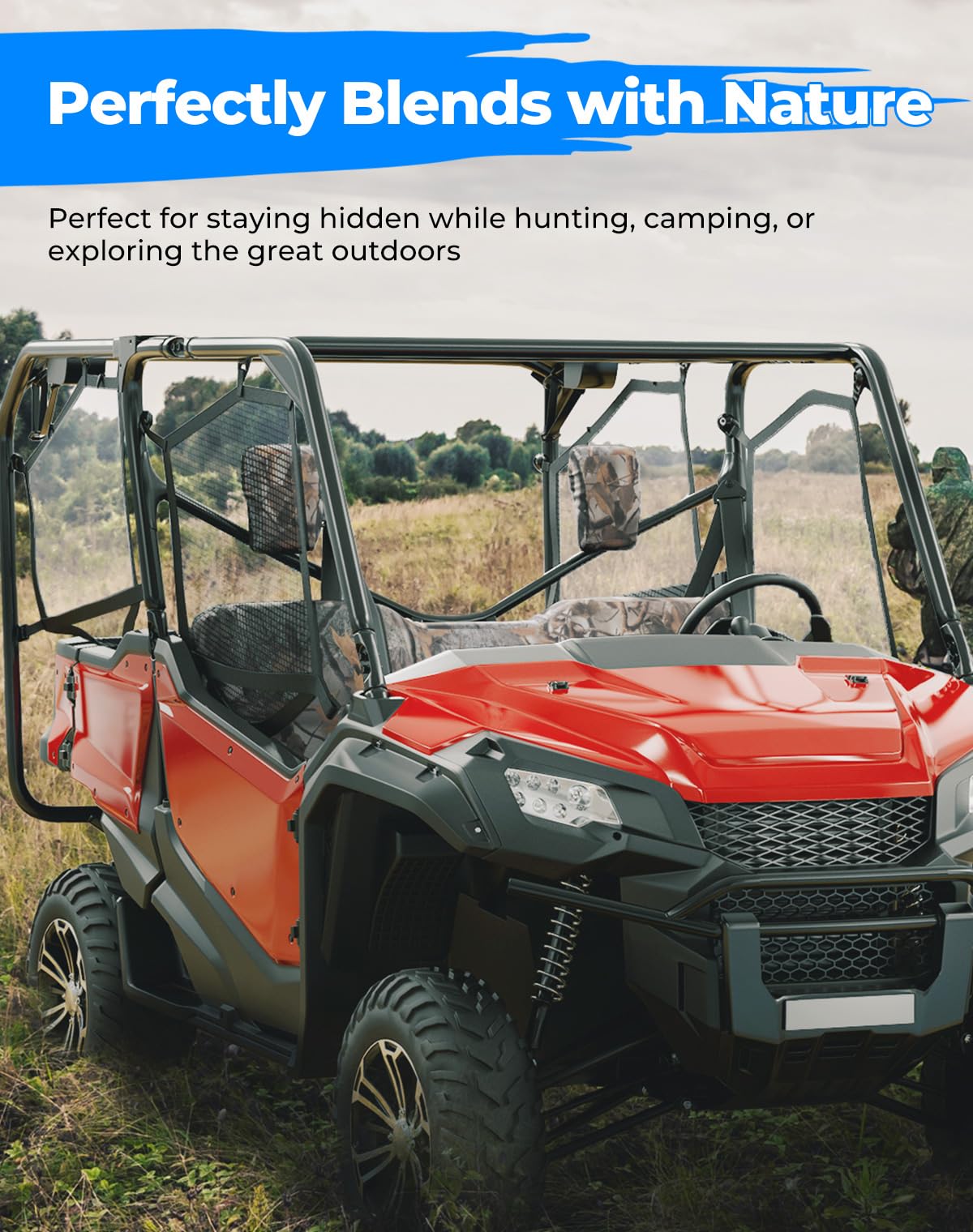 Kemimoto Seat Cover, Blend With Natural Surroundings Print, Compatible With Pioneer 1000, Pioneer 1000-5 Front Seat Only, Pionee