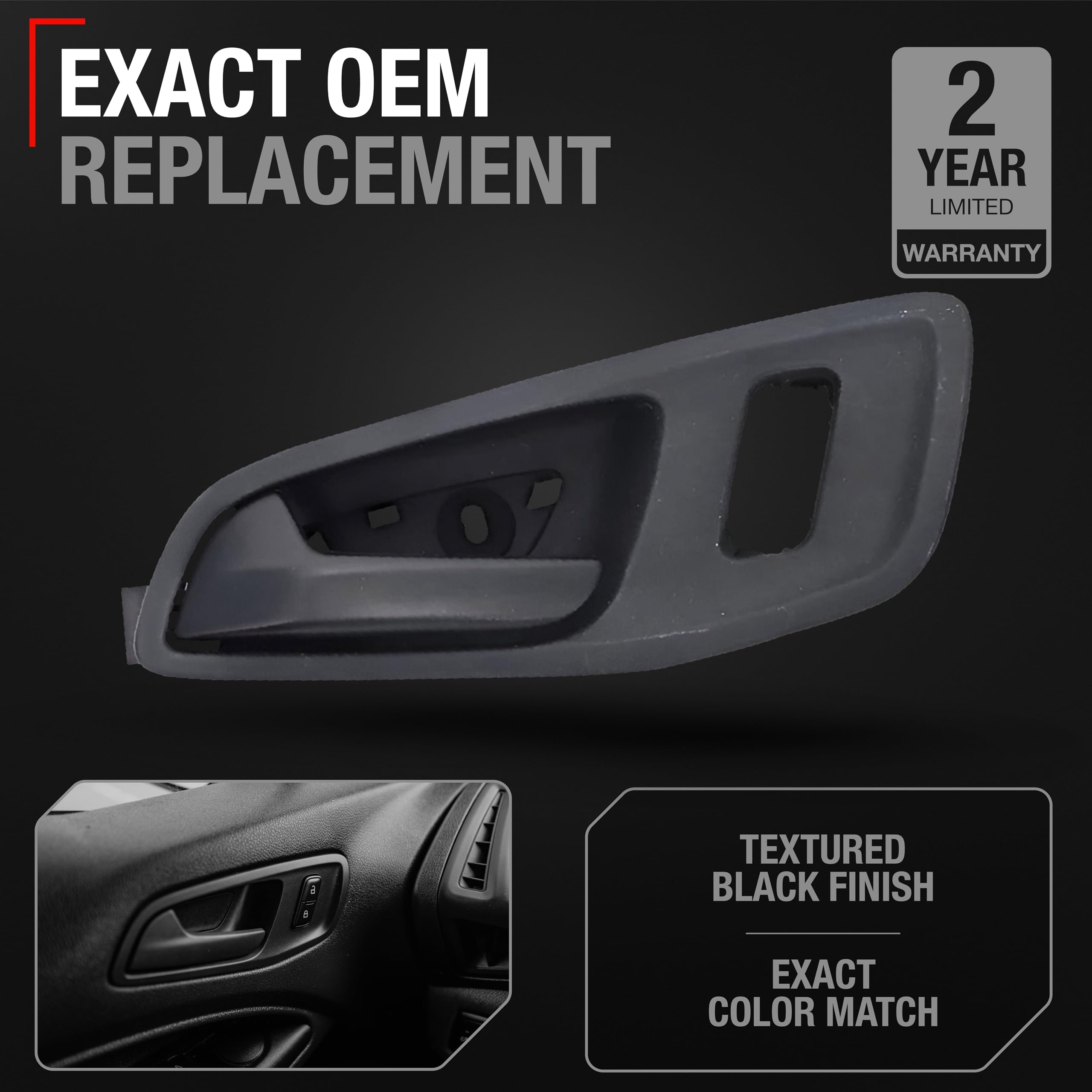 T1A Interior Front Driver Door Handle Replacement - Compatible With 2015-2023 Ford Transit - Textured Black, Plastic - Oem Bk2Z-