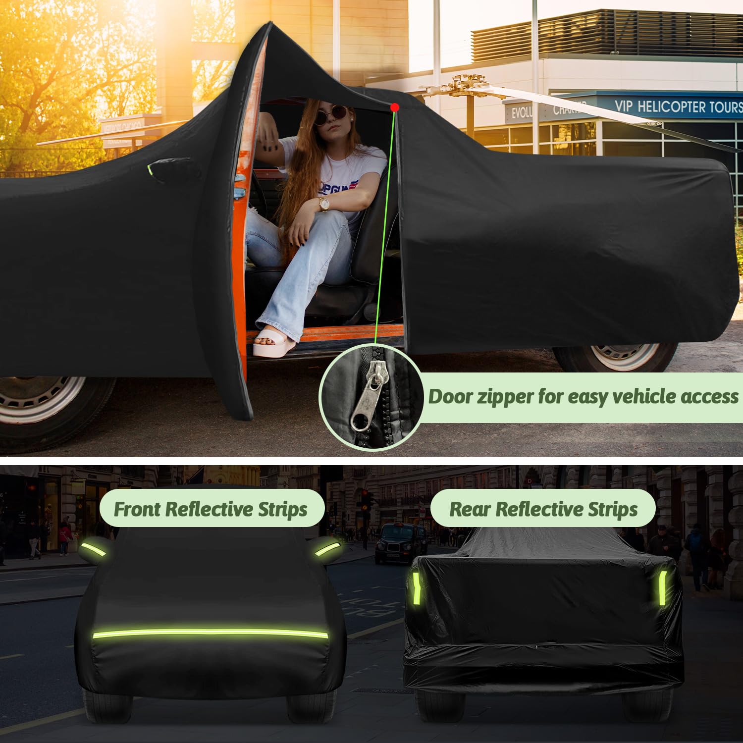 Car Cover for Ford F150 Super Crew Cab 5.5ft Bed, 6 Layers Waterproof All Weather Car Cover with Door Zipper & Cotton Lining for