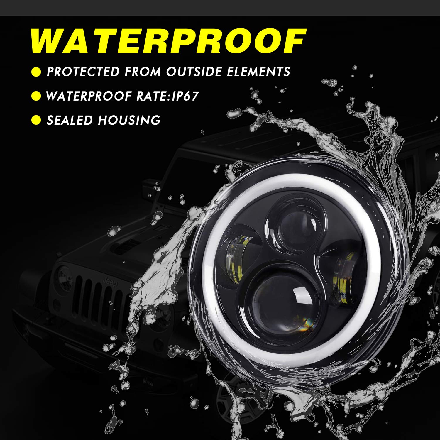 Yeego Direct 7 Inch Led Headlights Red Halo Ring Angel Eyes Daytime Running Light Drl Turn Signal High/Low Beam For Wrangler 199