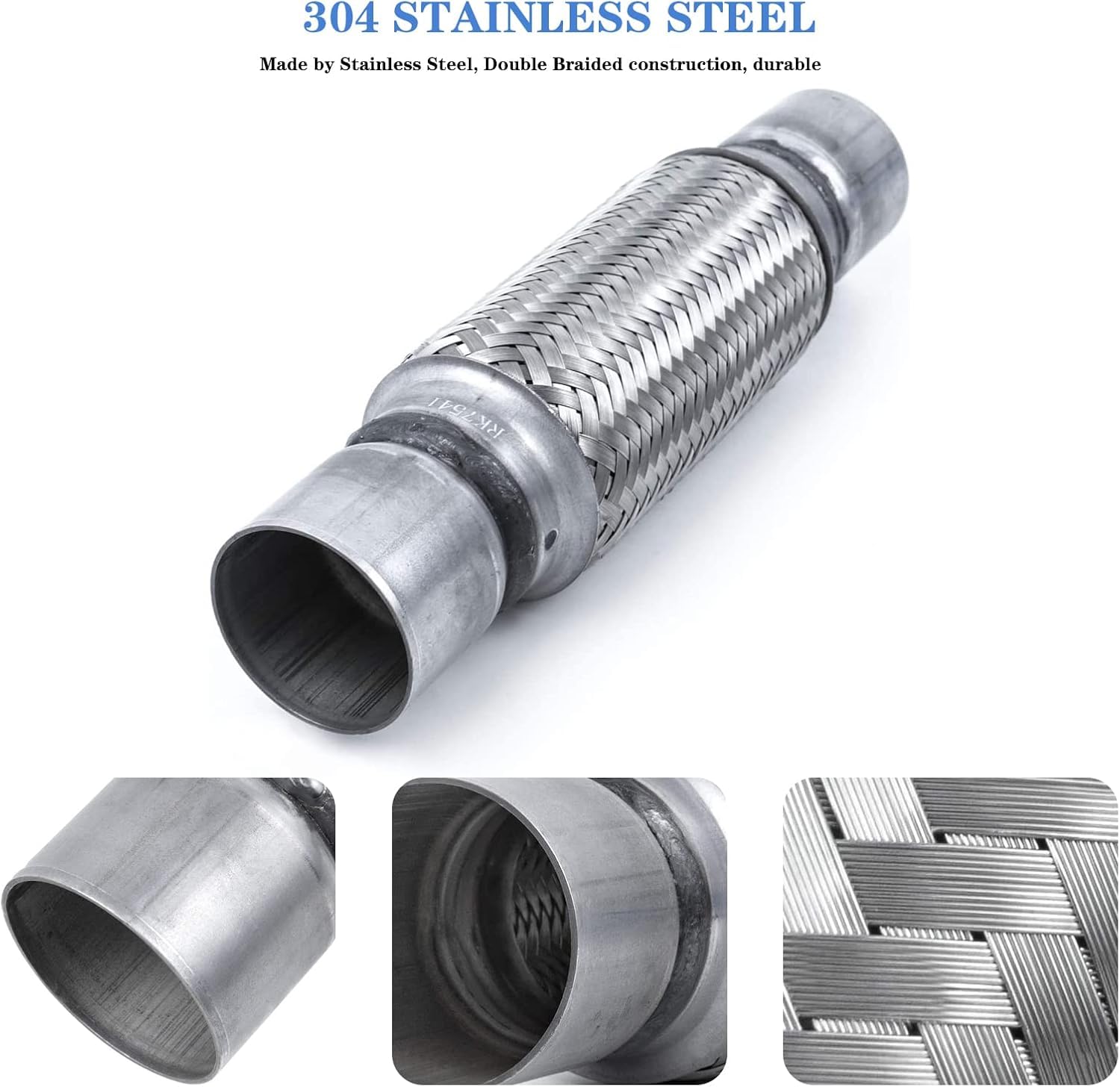 RP Remarkable Power, RK7541 Exhaust Flex Pipe 2.25'' x 8'' Heavy Duty Stainless Steel 12''OL