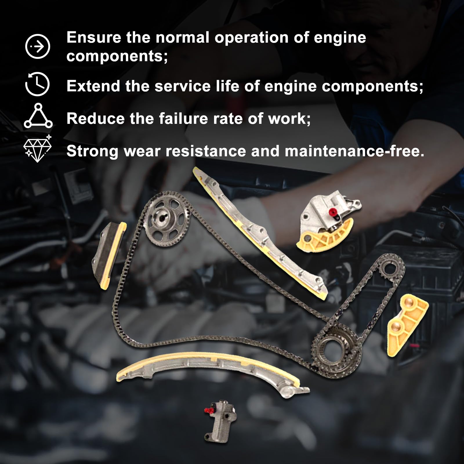 INGKAN Engine Timing Chain Kit with Camshaft Adjuster 14210-PNA-000 Fits for ILX Accord Civic Crosstour CR-V 2.4L Car Timing Cha