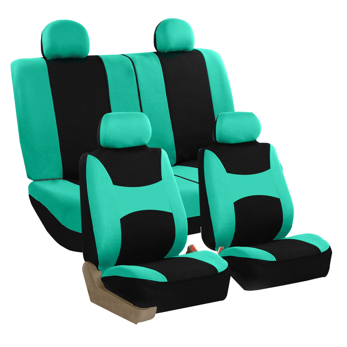 Fh Group Stylish Full Set Car Set Covers Front Set And Rear Split Function, Airbag Compatible - Universal Fit For Cars Trucks &