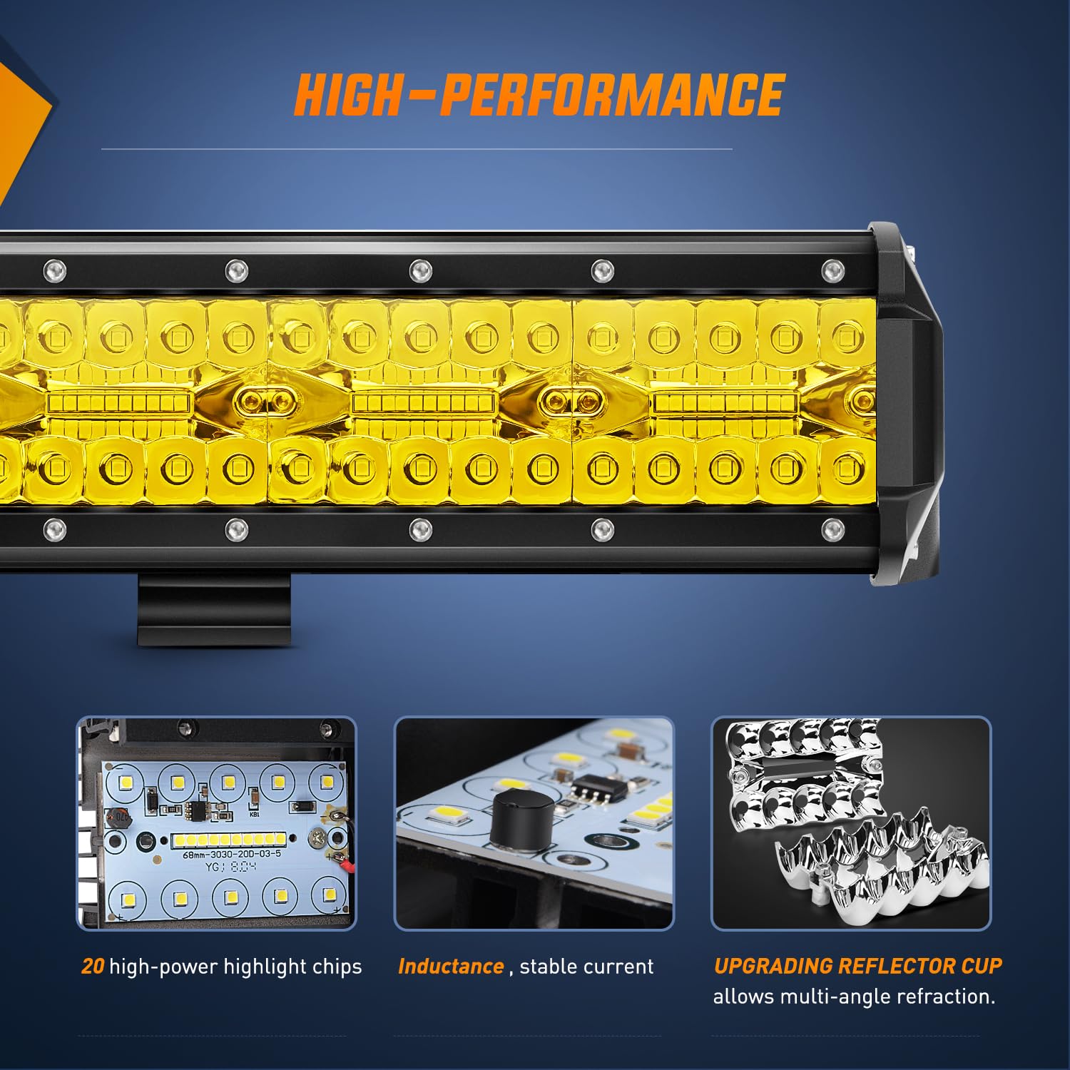 Nilight Led Light Bar 26 Inch 540W Yellow Flood Spot Combo Triple Row Driving Lamp Roof Bumper Off Road Led Work Lights Pods For