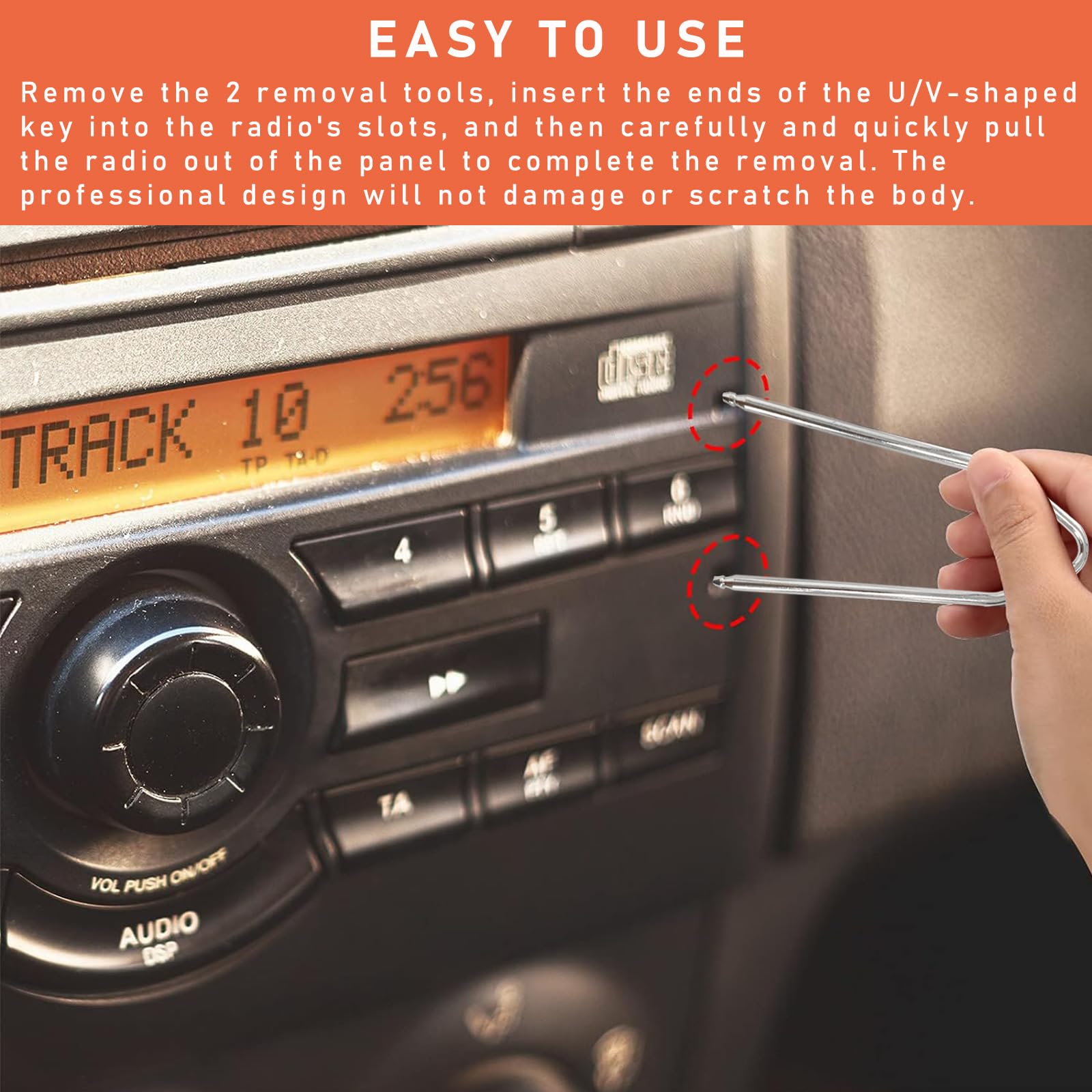 Dickno 8 Pcs Car Radio Removal Pry Tool, V-Shaped Stainless Steel Dvd Host Disassembly Tool Kit, Radio Remover Fits Most Vehicle