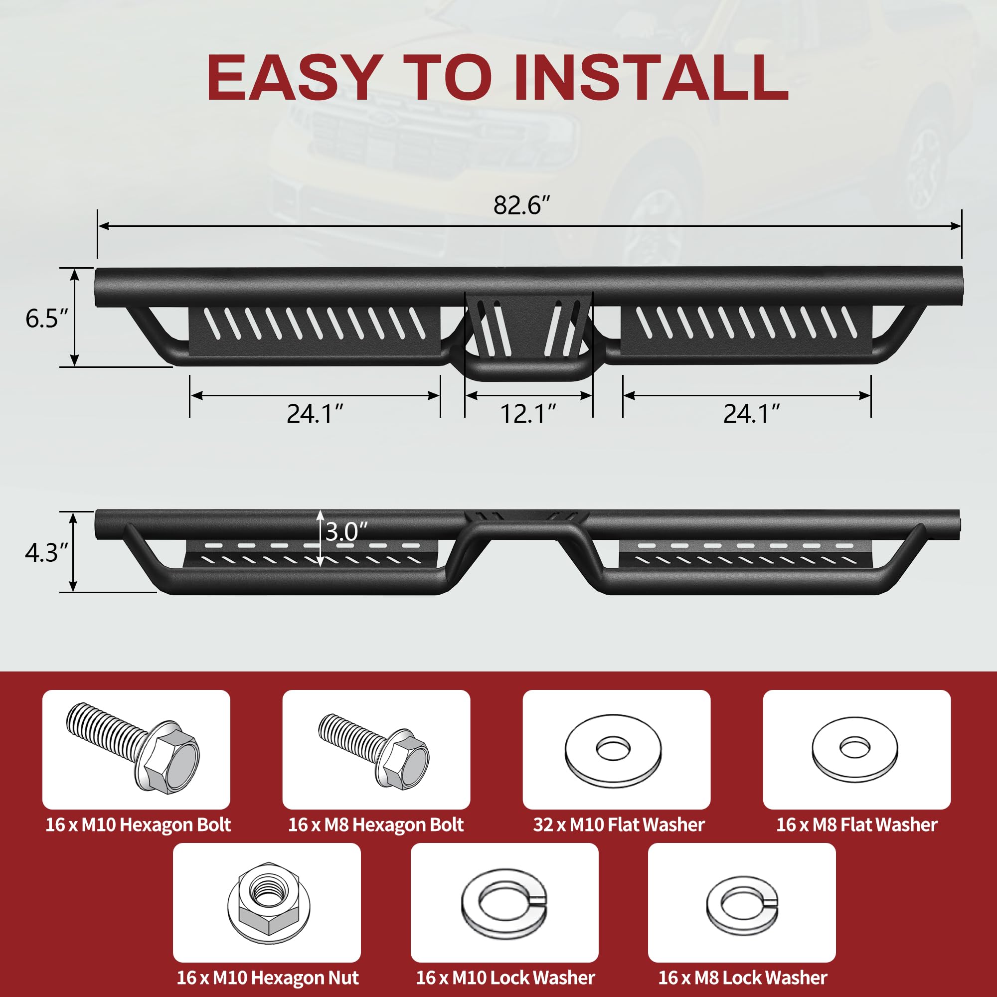 Yitamotor Running Boards & Side Steps Compatible With 2019-2025 Chevy Silverado/Gmc Sierra 1500 Crew Cab, 2020-2025 2500Hd 3500
