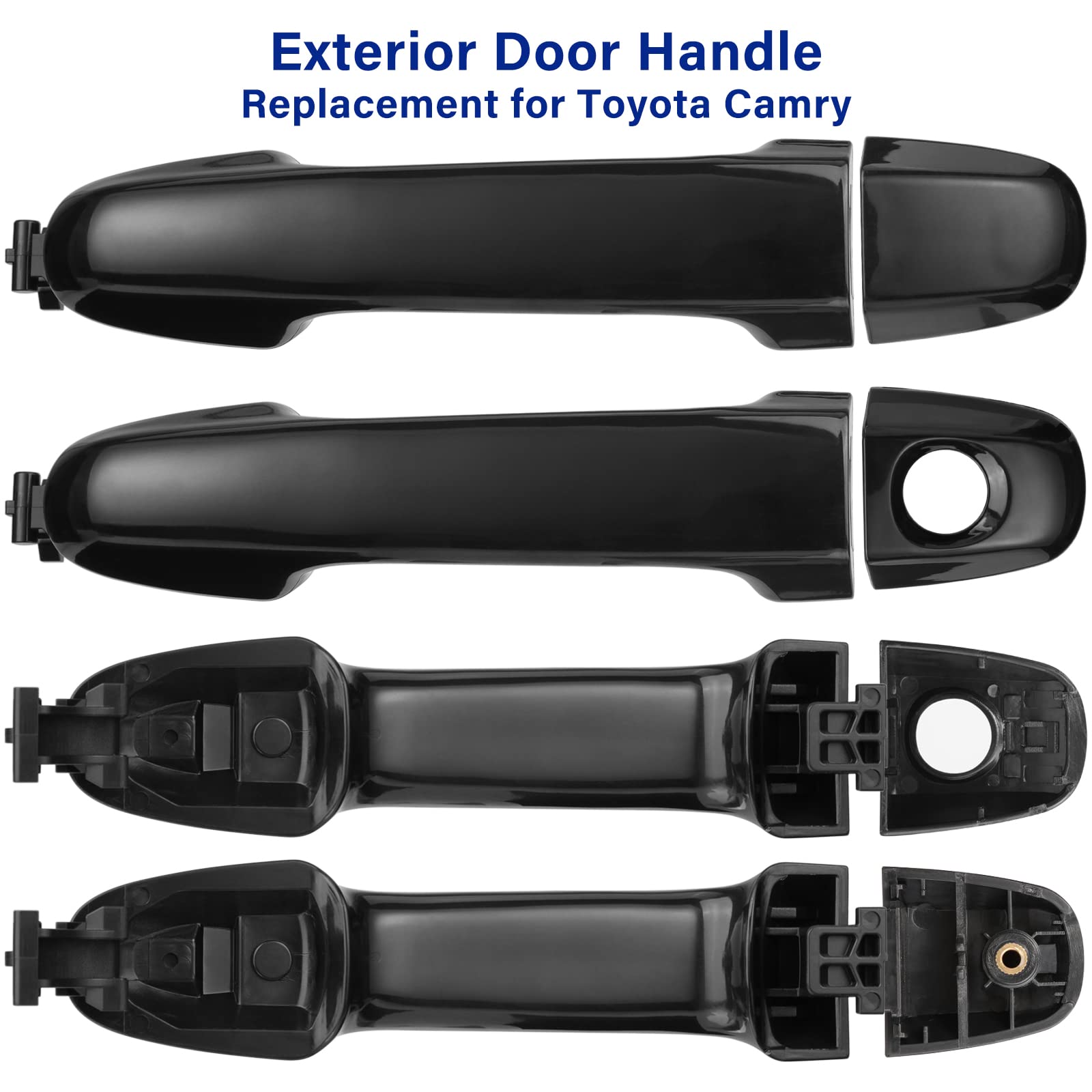 Front Rear Left Drive & Right Passenger Side Exterior Door Handle Set For Toyota Camry 2012-2017,Replaces 6921106090,Black,Pack Of 4