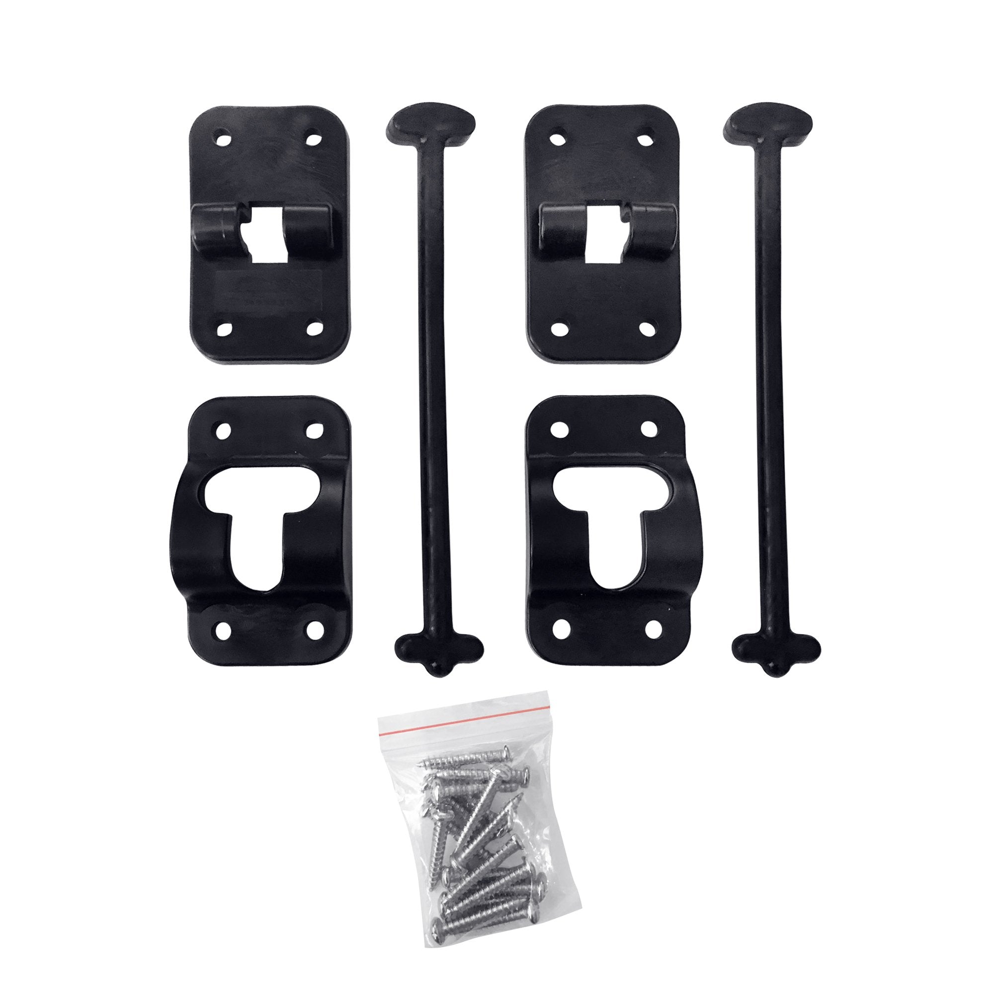 Camp'N T-Style 6 Door Latch-Holder-Catch With Hardware For Rv, Trailer, Camper, Motor Home, Cargo Trailer - Oem Replacement (Black 2-Piece)