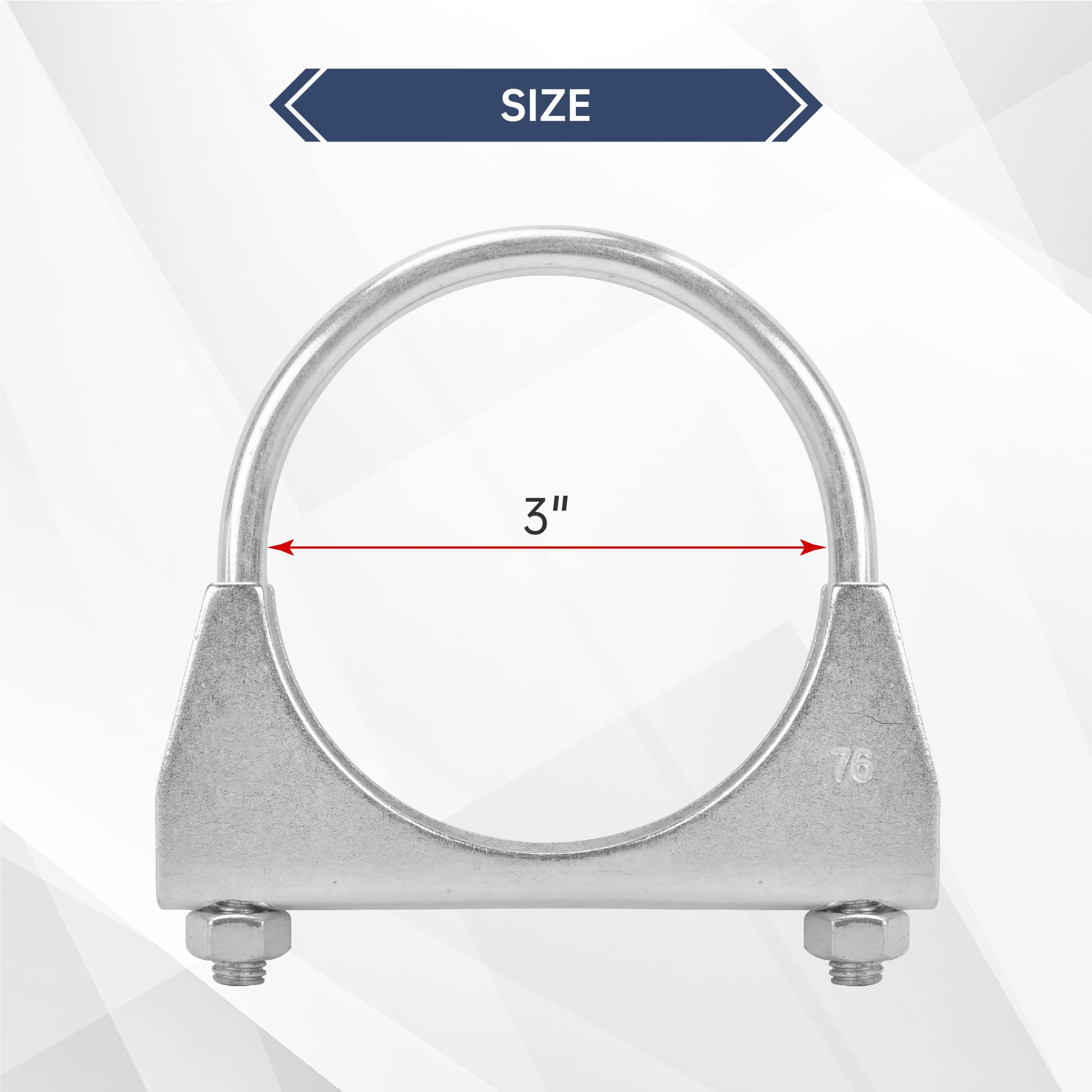 Batoneco 3'' U Bolt Clamp, Muffler Exhaust Clamps,3 Inch Saddle Style Heavy Duty Mild Steel(2-Pack)