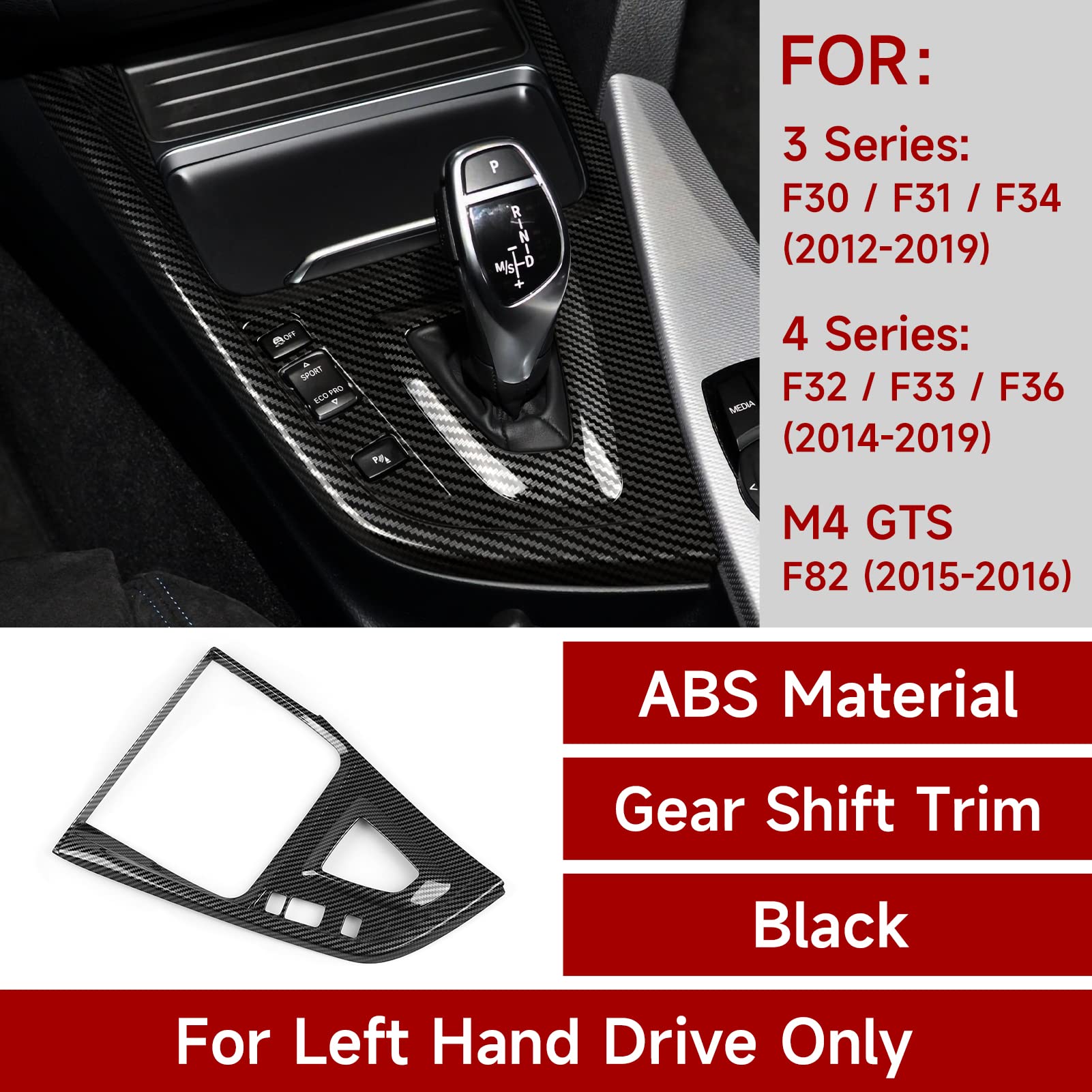 Car Trim Gear Shift Cover Carbon Style Abs Decal Trim Fits For Bmw F30 F31 F34 3Gt F32 F33 F36 3 4 Series Accessories, 2012-2019 - 330E Not Fit