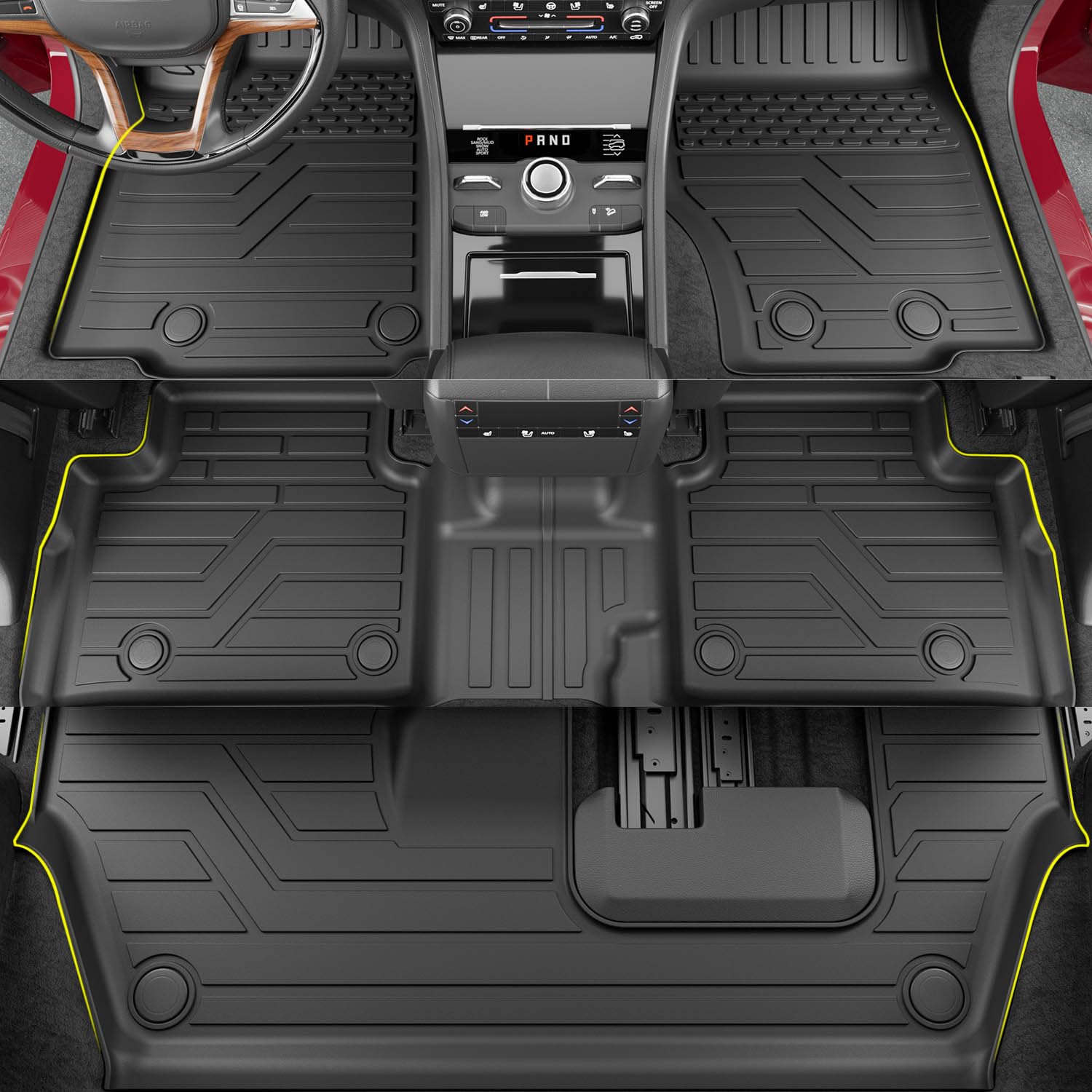 powoq Floor Mat Compatible with 2021-2025 Jeep Grand Cherokee L Cargo Mat Backrest Mat Replacement for 7Seat Grand Cherokee L Ac