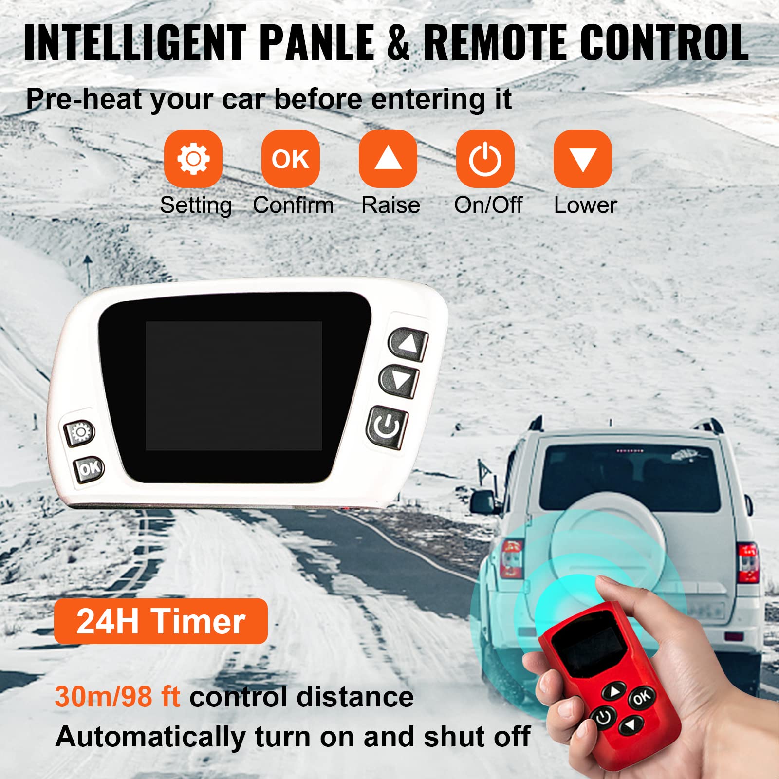 VEVOR 8KW Diesel Air Heater Muffler Diesel Heater 12V 8000W Diesel Parking Heater Remote Control Remote Control with LCD Switch