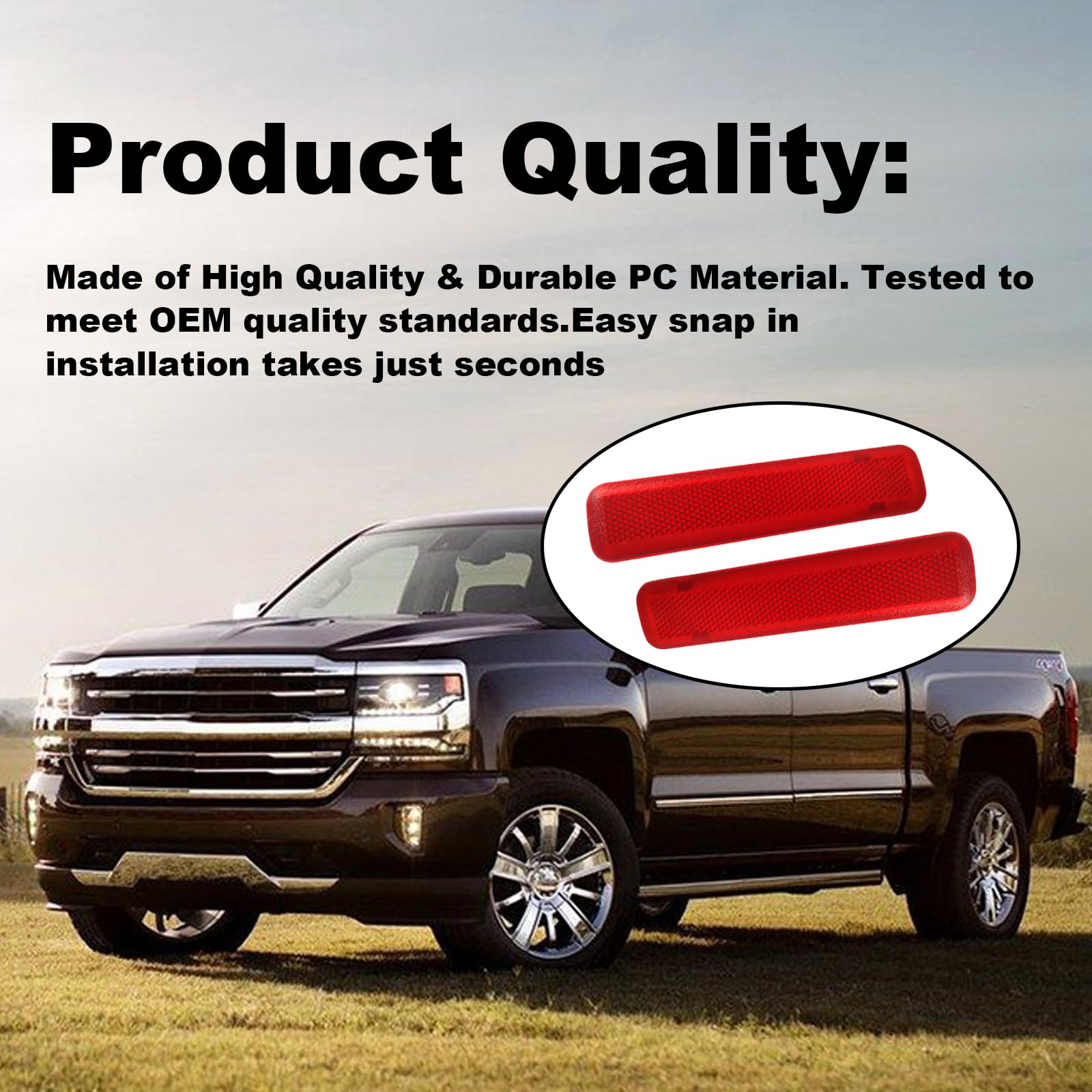 1 Pair Rear Left Driver and Right Passenger Side Door Red Reflector Panel Compatible with Chevrolet GMC Replaces # 15183155,1518