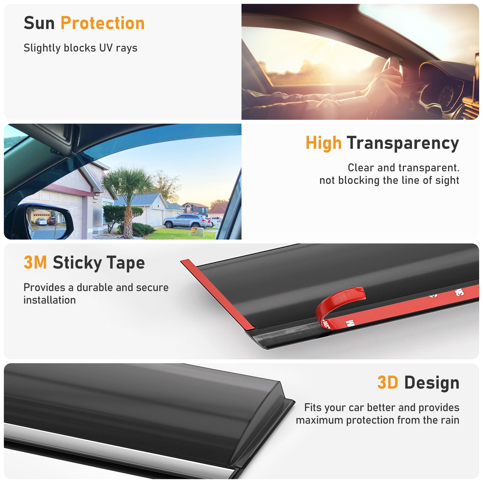 Hope You Ready Shatterproof Tape-On Window Rain Guards Fit For 2014-2023 Jeep Cherokee, Extra Durable Window Deflectors, Vent Wi
