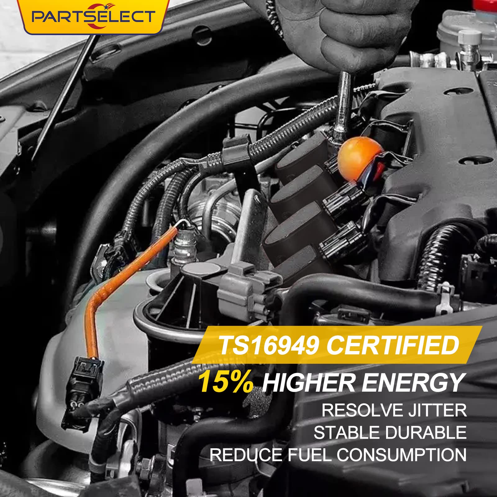 Partselect 4Pcs Ignition Coil Pack Uf596 Uf619 Replacement For Toyota Corolla 09-17, Matrix 09-14, Prius 10-15, For Lexus Ct200H