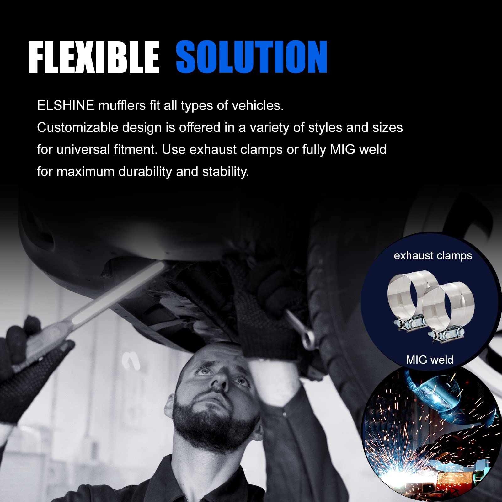 Universal Exhaust Muffler With Aggressive Sound, Anti-Corrosive Muffler, Chamber Performance Mufflers For Cars, Trucks(3'' Cente