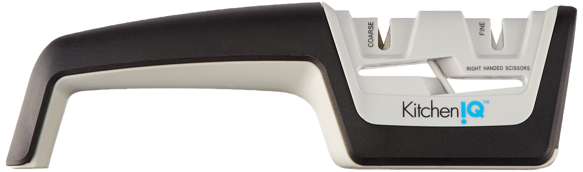 Kitcheniq 50217 Diamond Pull-Thru Knife & Scissor Sharpener - Black/White - Pull-Thru Knife Sharpener - Left & Right-Handed Scis