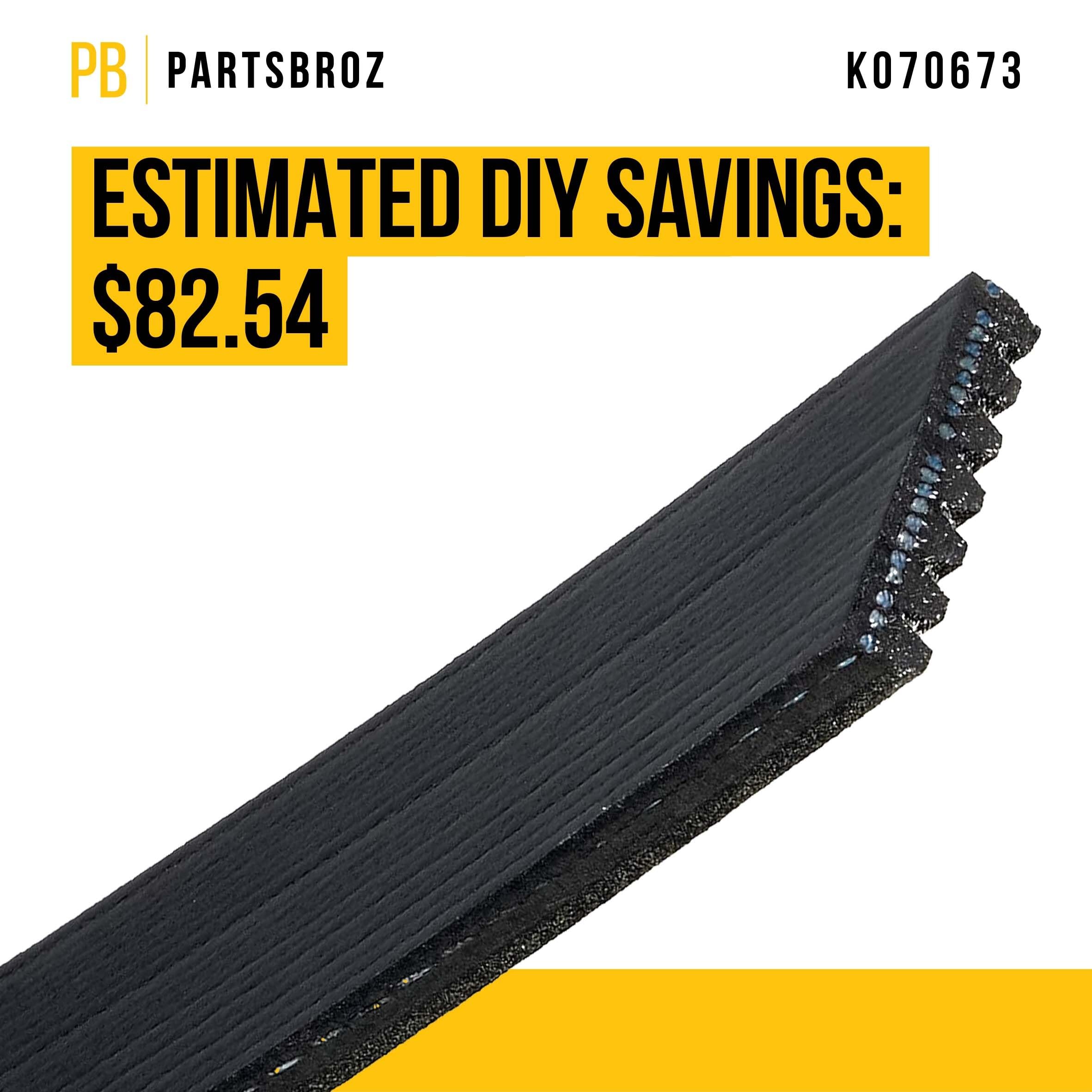 Partsbroz K070673 Micro-V Serpentine Drive Belt - Compatible With Gates Continental Dayco Acdelco Goodyear - Replaces K070673Hd,