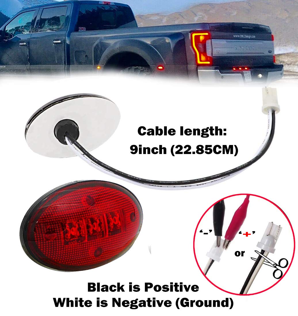 Keing Dually Bed Fender Side Marker Led Lights For Ford 1999-2020 F250 F350 F450 F550 (2Pcs Red + 2Pcs Amber)