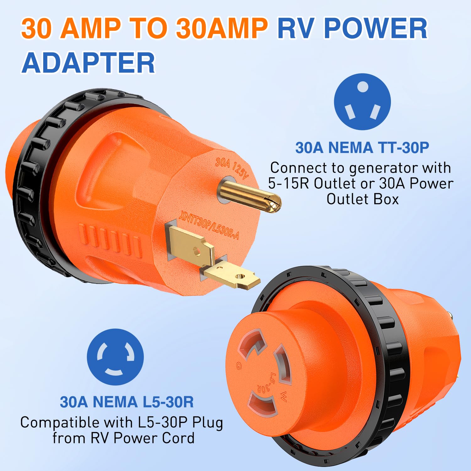 Nilight 30 Amp To 30 Amp Rv Power Adapter Twist Locking Connector Tt-30P To L5-30R 30A Male Plug To 30A Female Receptacle For Rv