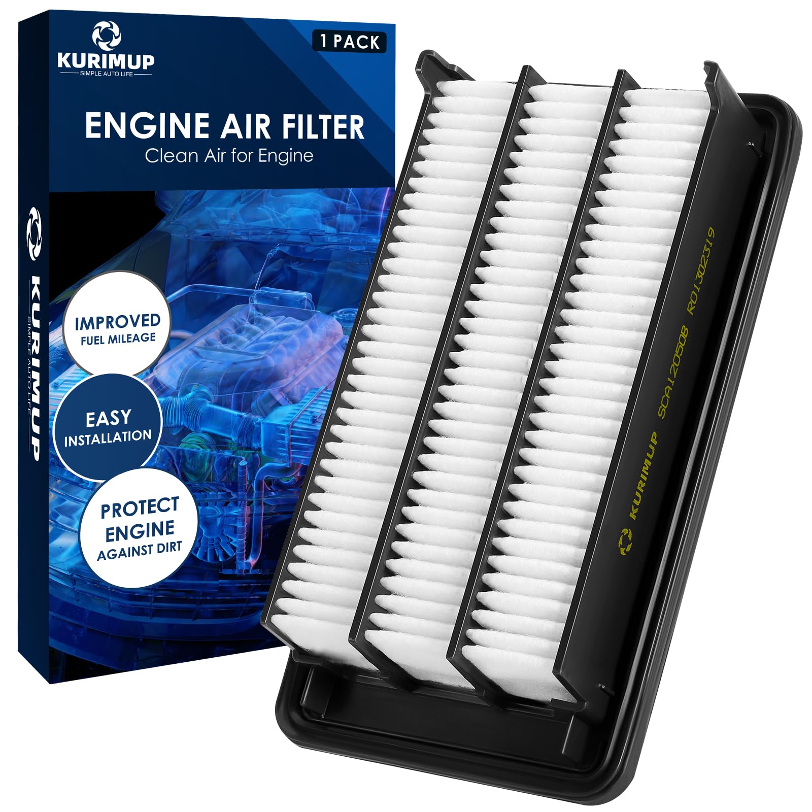 Kurimup Ca12050 Replacement Engine Air Filter, Efficient Filtration Offers 99% Air Purification, Fit For Honda Civic 1.5L L4(201
