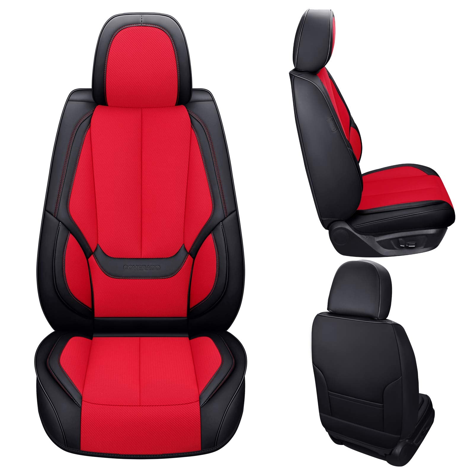 Coverado Front Seat Covers, Universal Seat Covers For Cars, Breathable Fabric&Leather Car Seat Protector, Front Car Seat Covers,