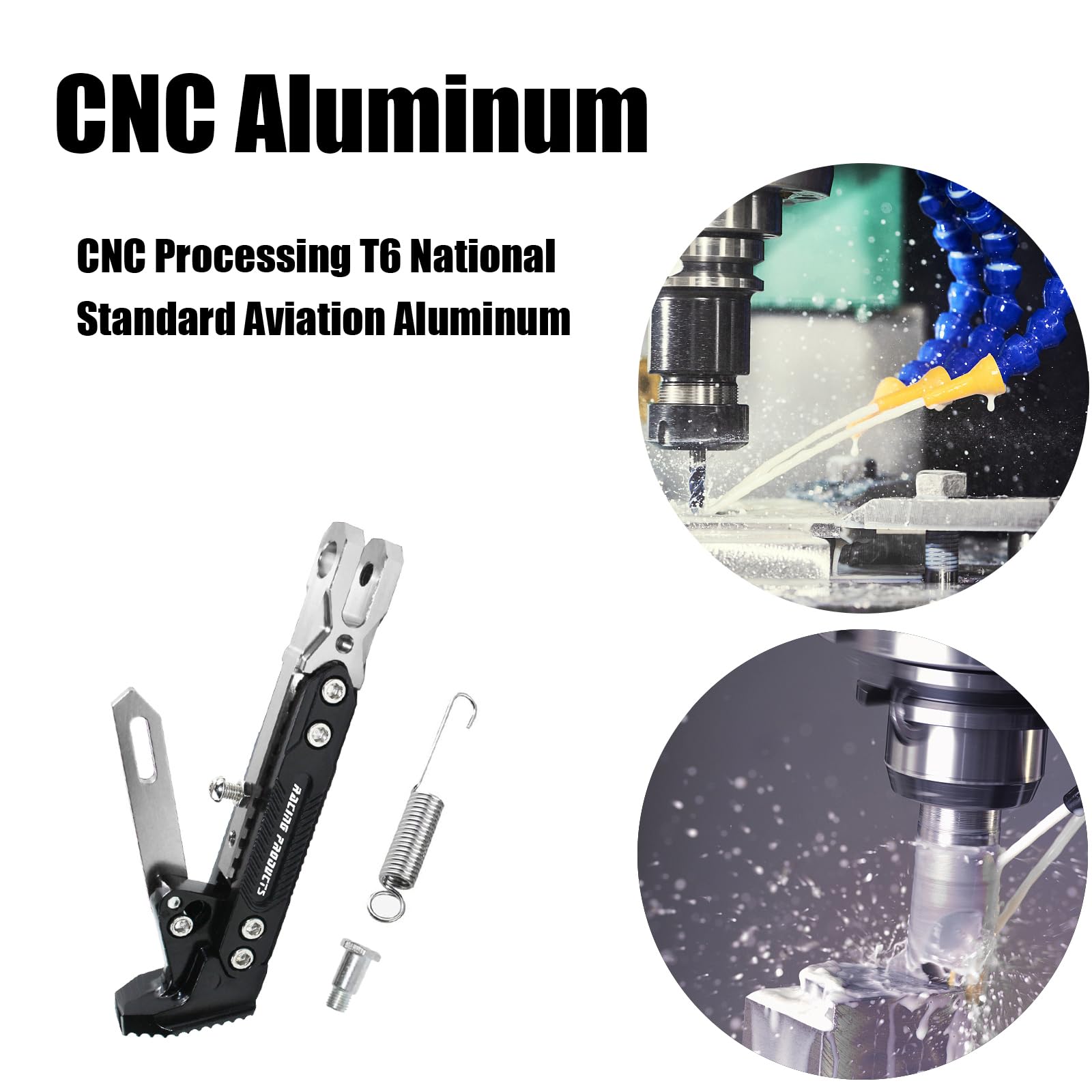GWH Motorcycle Universal Kickstand Adjustable Modified CNC Aluminum Alloy Adjustable Tripod Holder Kickstand Foot Side Support S