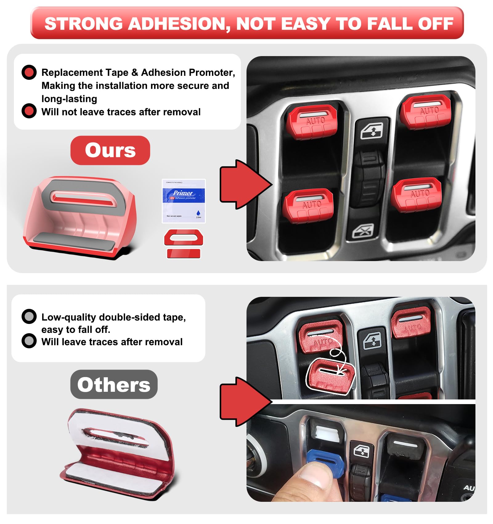 Fits for Jeep JL 4 PCS Upgrade Window Switch Button Cover Compatible with Jeep Wrangler JL JLU 2024 2023 2022 2021 2020 2019 201