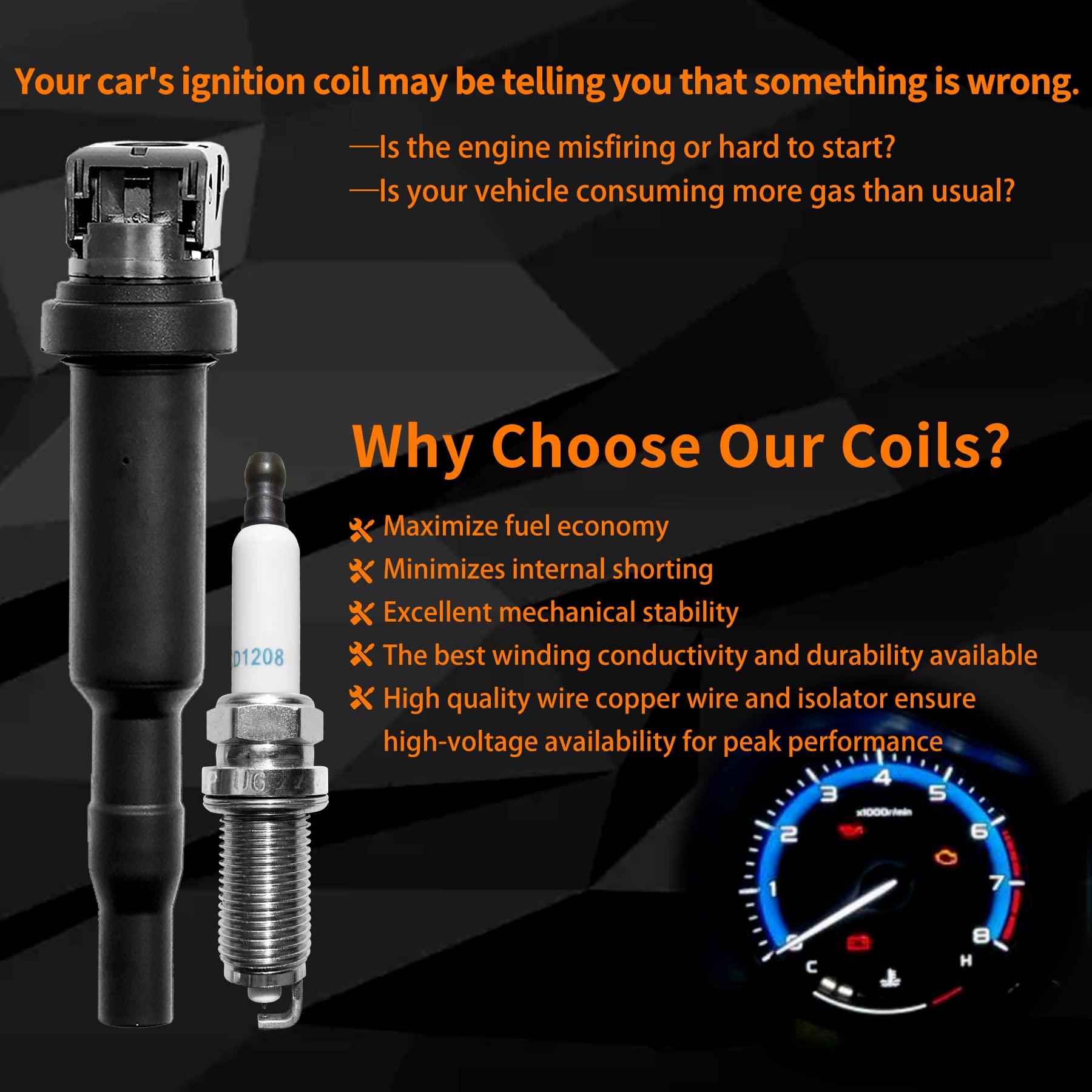 Ignition Coil & Spark Plugs Set Of 6 Compatible With Bmw 128I 328I 330I 528I 530I X3 X5 3.0L & More Replaces# 0221504470, Uf592