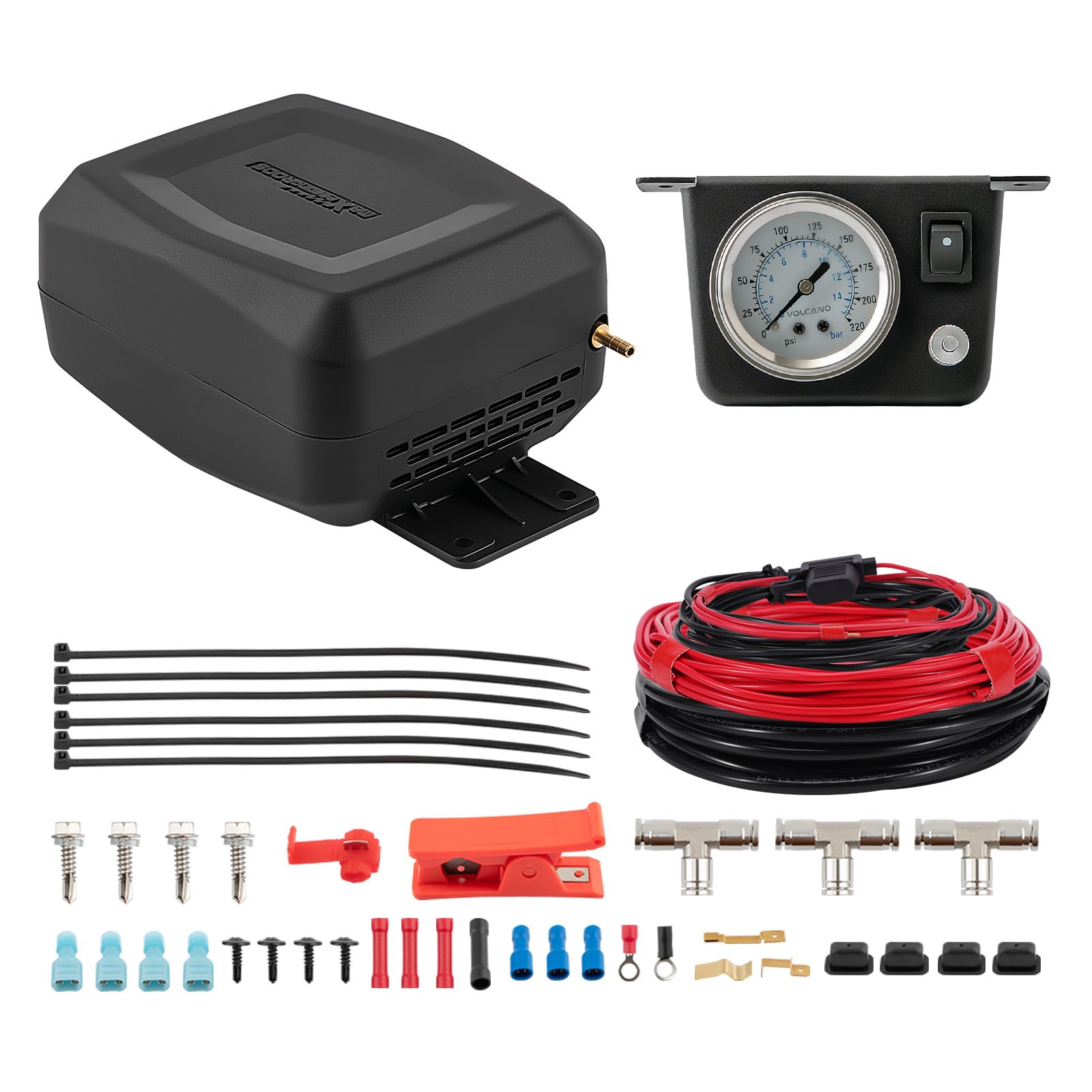 Maxpeedingrods On Board Air Compressor System Universal Air Spring Compressor Kit With Gauge Air Line T Fittings For Trucks Vans