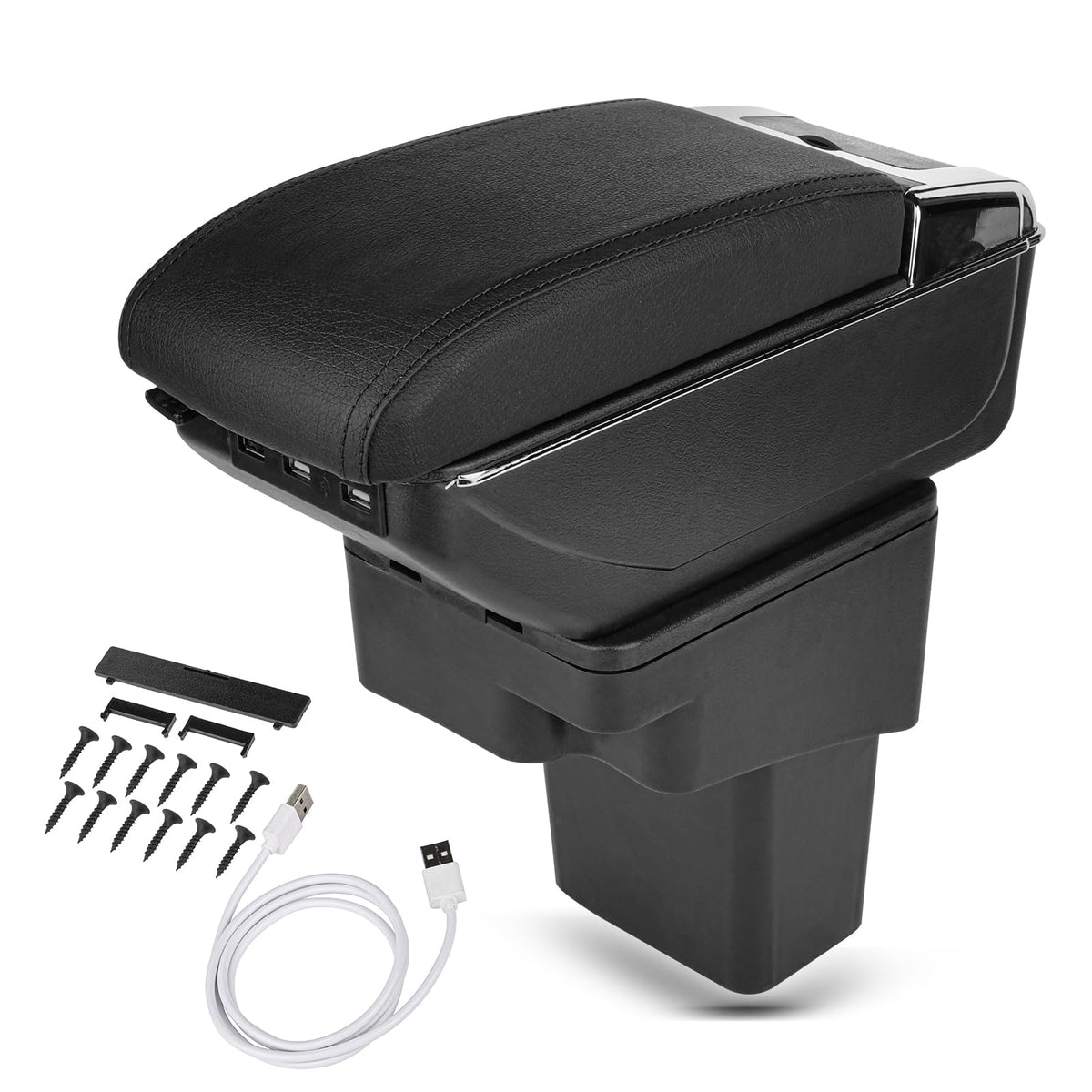 SCITOO Auto Black Armrest Center Console Lid Skin Cover with Console Box Replacement fit for 2010-2015 for Nissan Juke