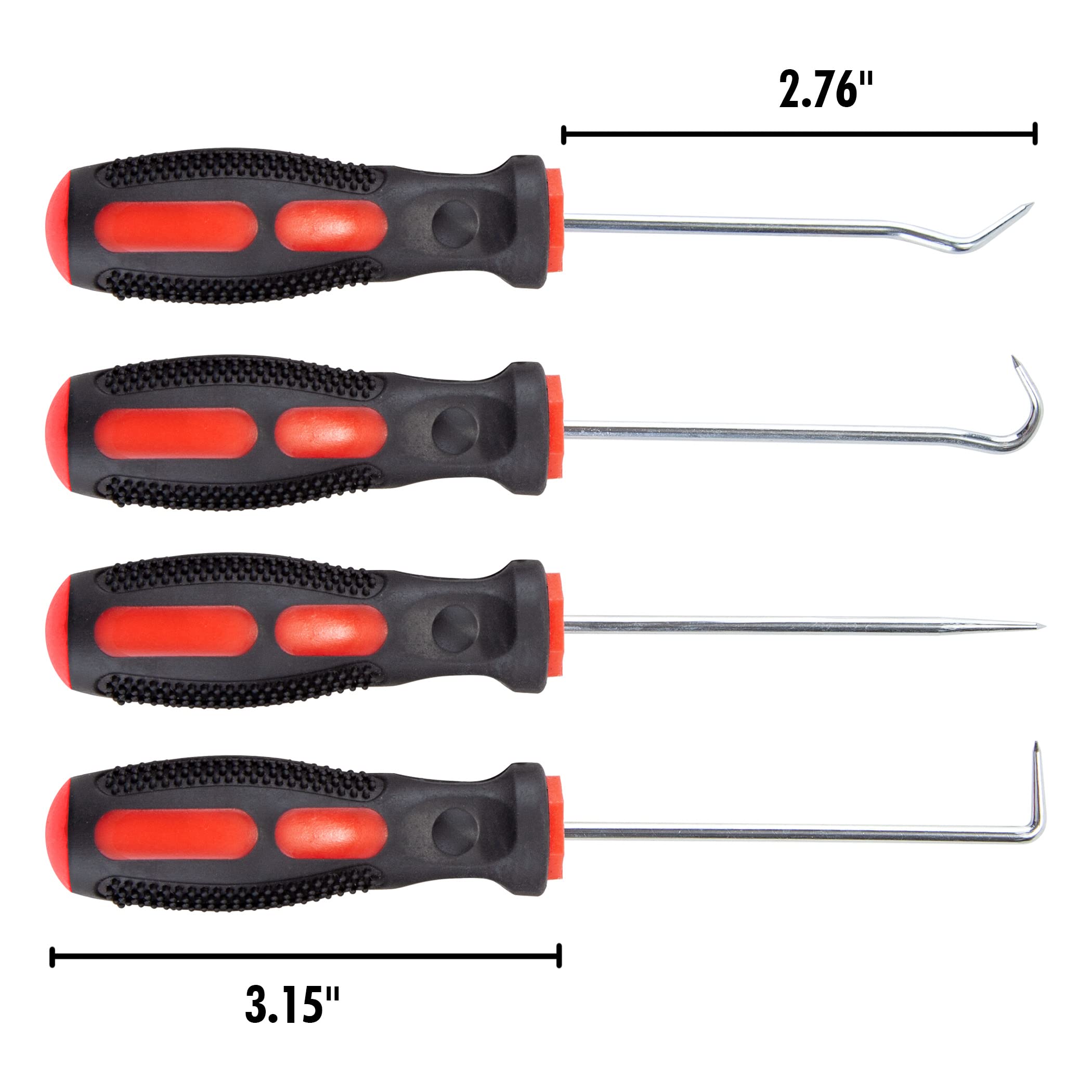 Cartman Precision 4 Piece Pick And Hook Set, Car Auto Oil Seal, O-Ring Seal Gasket, Pick Hook Puller Remover