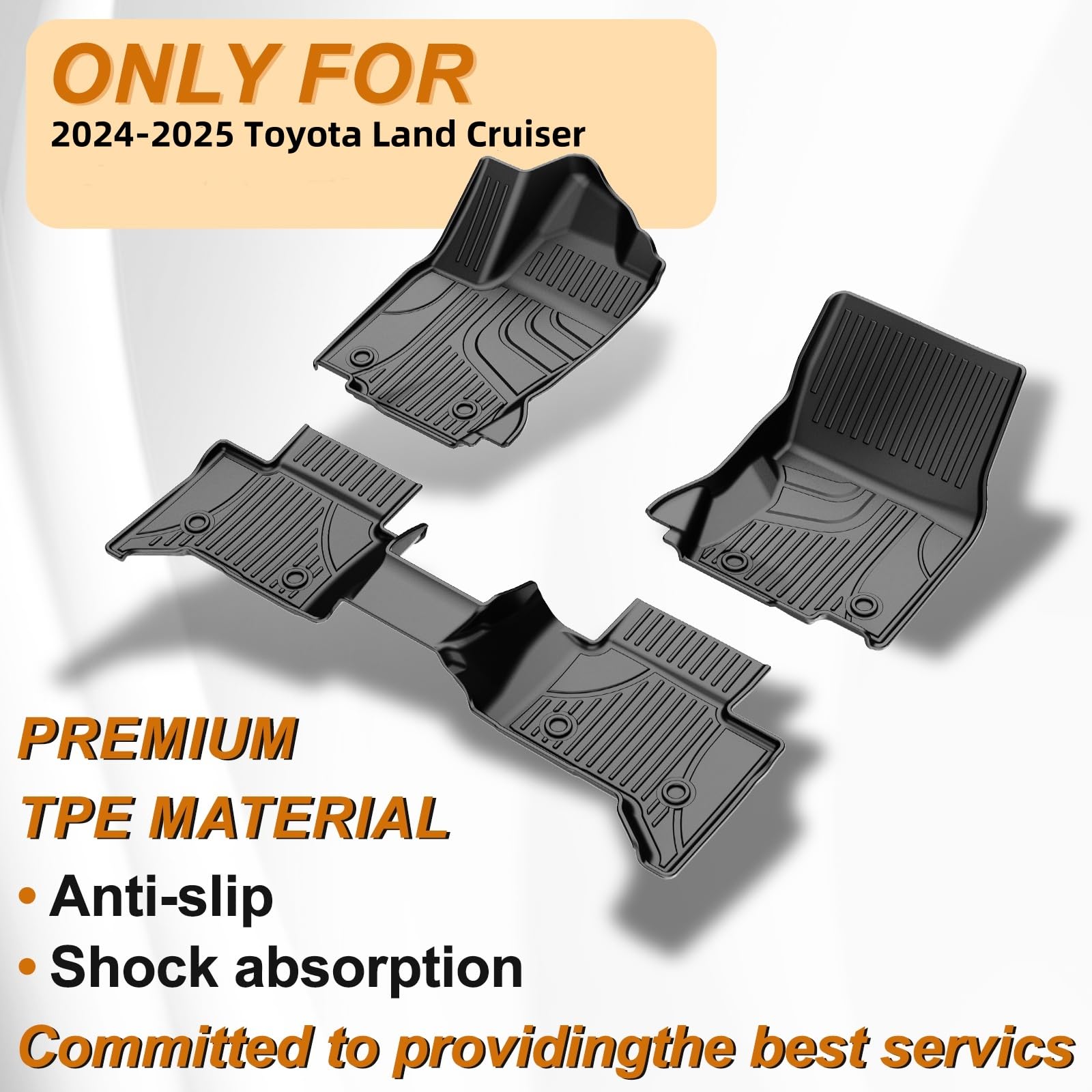 Aomsazto Floor Mats Compatible With Toyota Land Cruiser & Lexus Gx550 2024 2025: All Weather Floor Liner Replacement For 2025 To