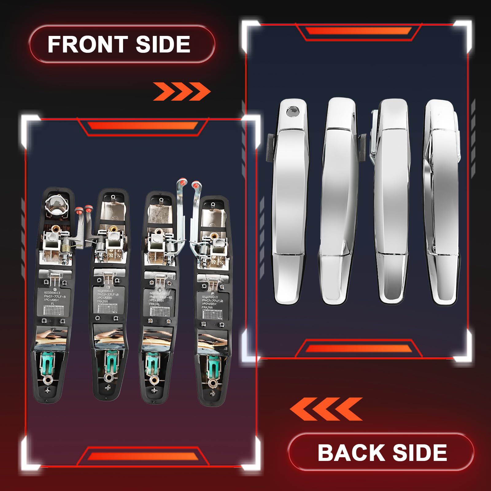 Faersi 4Pcs Outside Exterior Door Handle Front Rear Driver & Passenger Side Replacements For Cadillac Escalade Chevy Silverado G