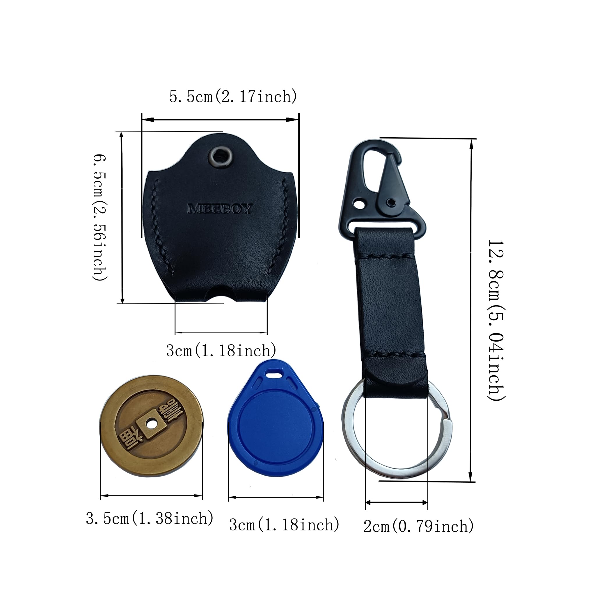 MEEBOY handmade leather car key sleeve for broken key car key cover for men and women (Black)