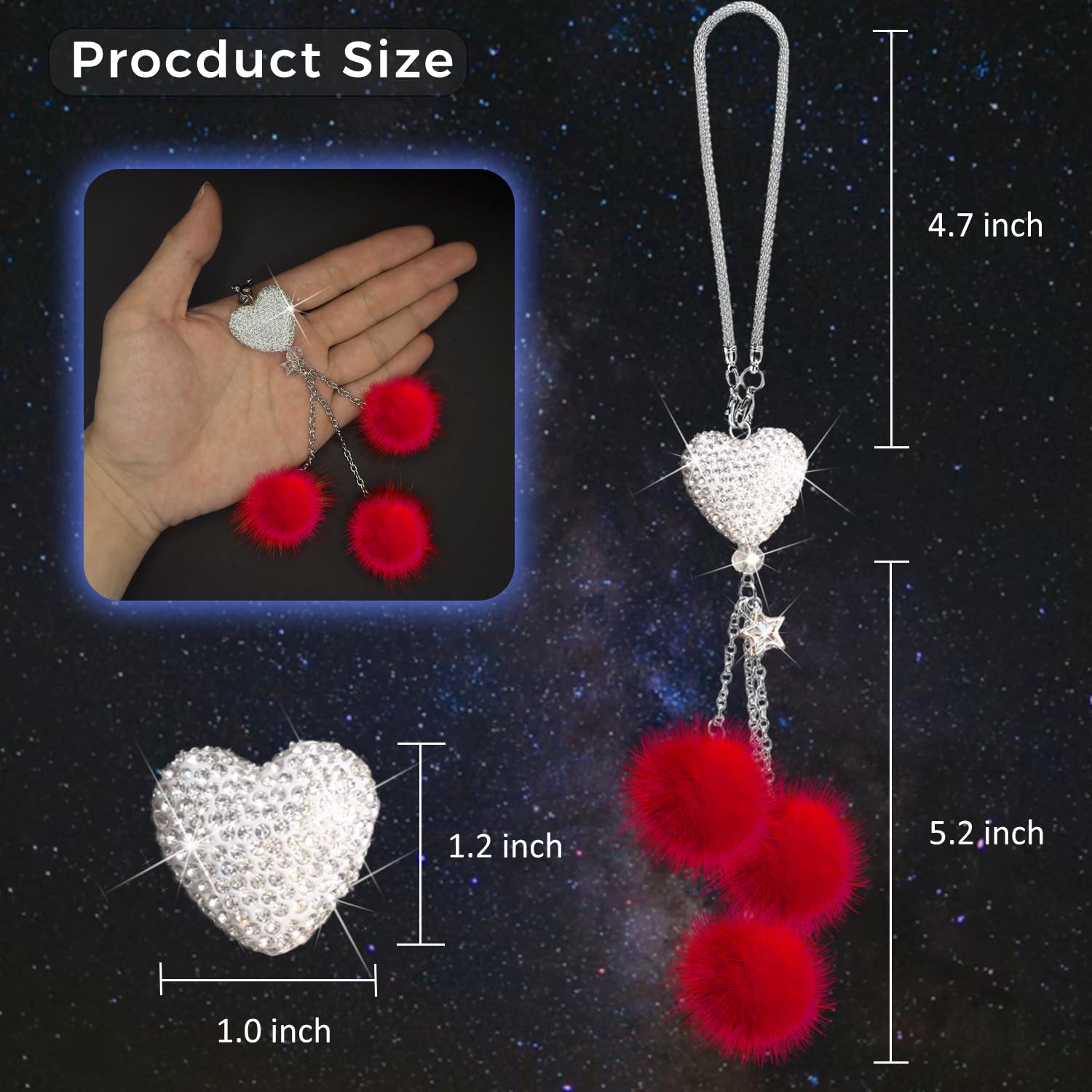 Bling Car Accessories Interior For Women - Girly Crystal Car Rearview Mirror Decor, Cute Rinestones Diamond Para Carro De Mujer,