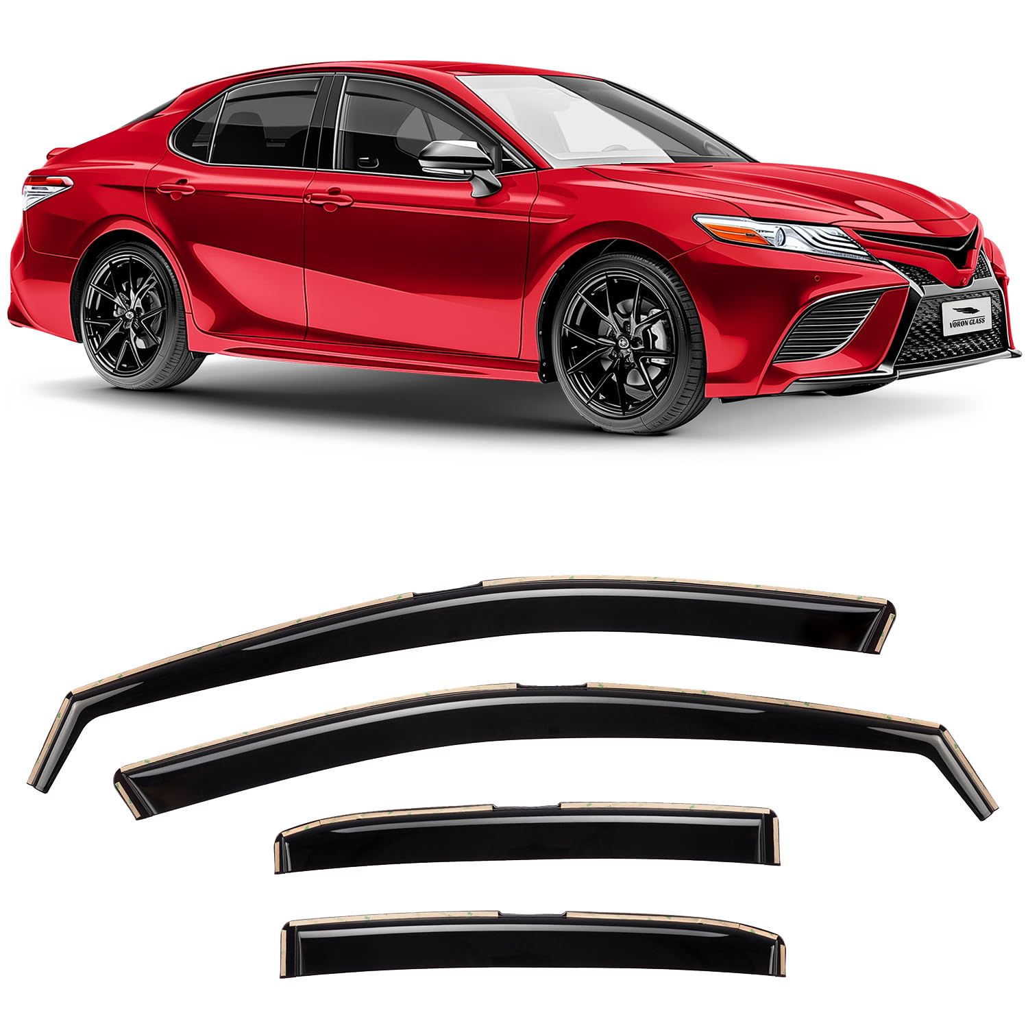 Voron Glass In-Channel Extra Durable Rain Guards For Toyota Camry 2018-2024, Window Deflectors, Vent Window Visors, 4 Pieces - 2