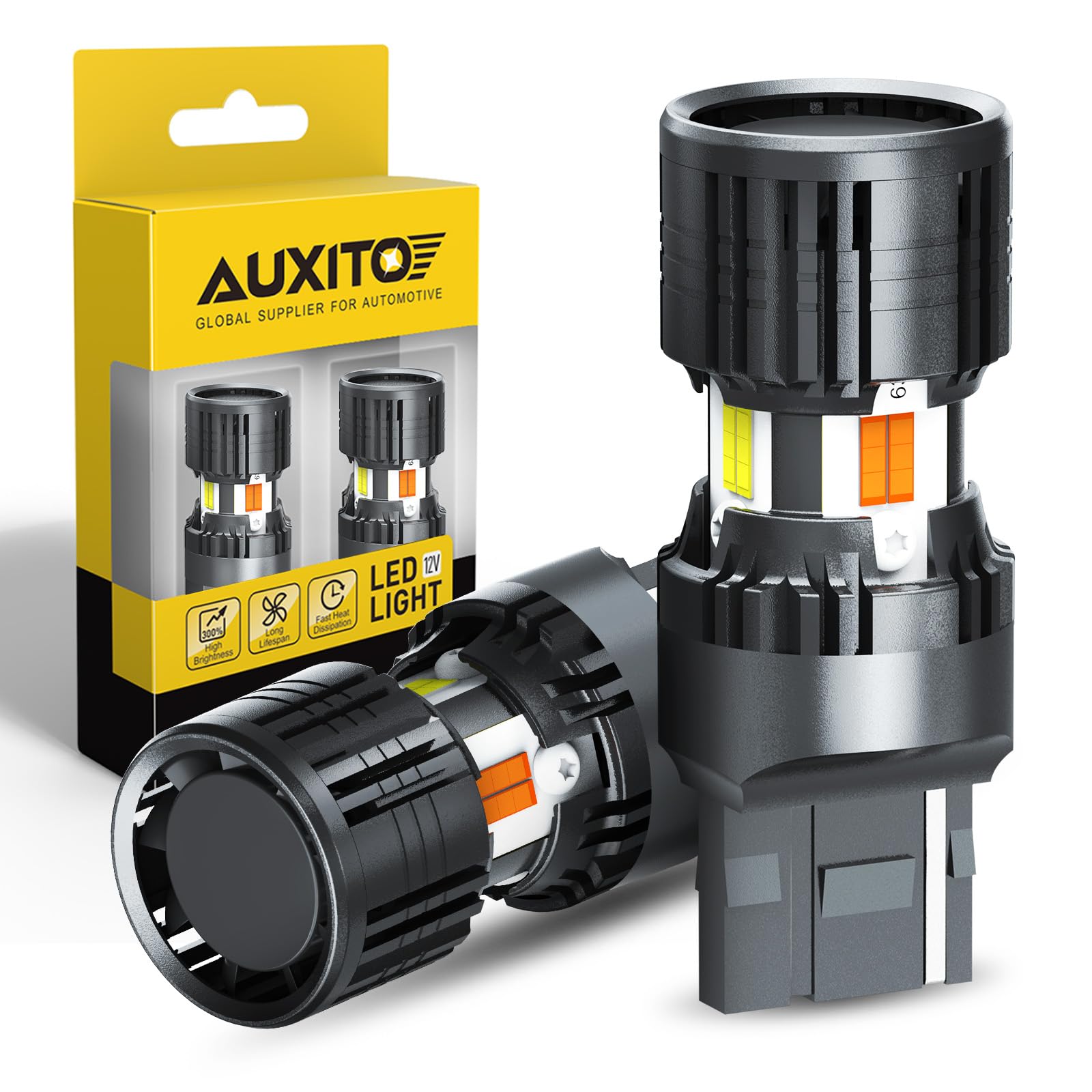 Auxito Canbus 7443 7444Na Switchback Led Bulbs With Built-In Resistor Anti Hyper Flash 7443A 7444Nak T20 Dual Color Amber Turn S