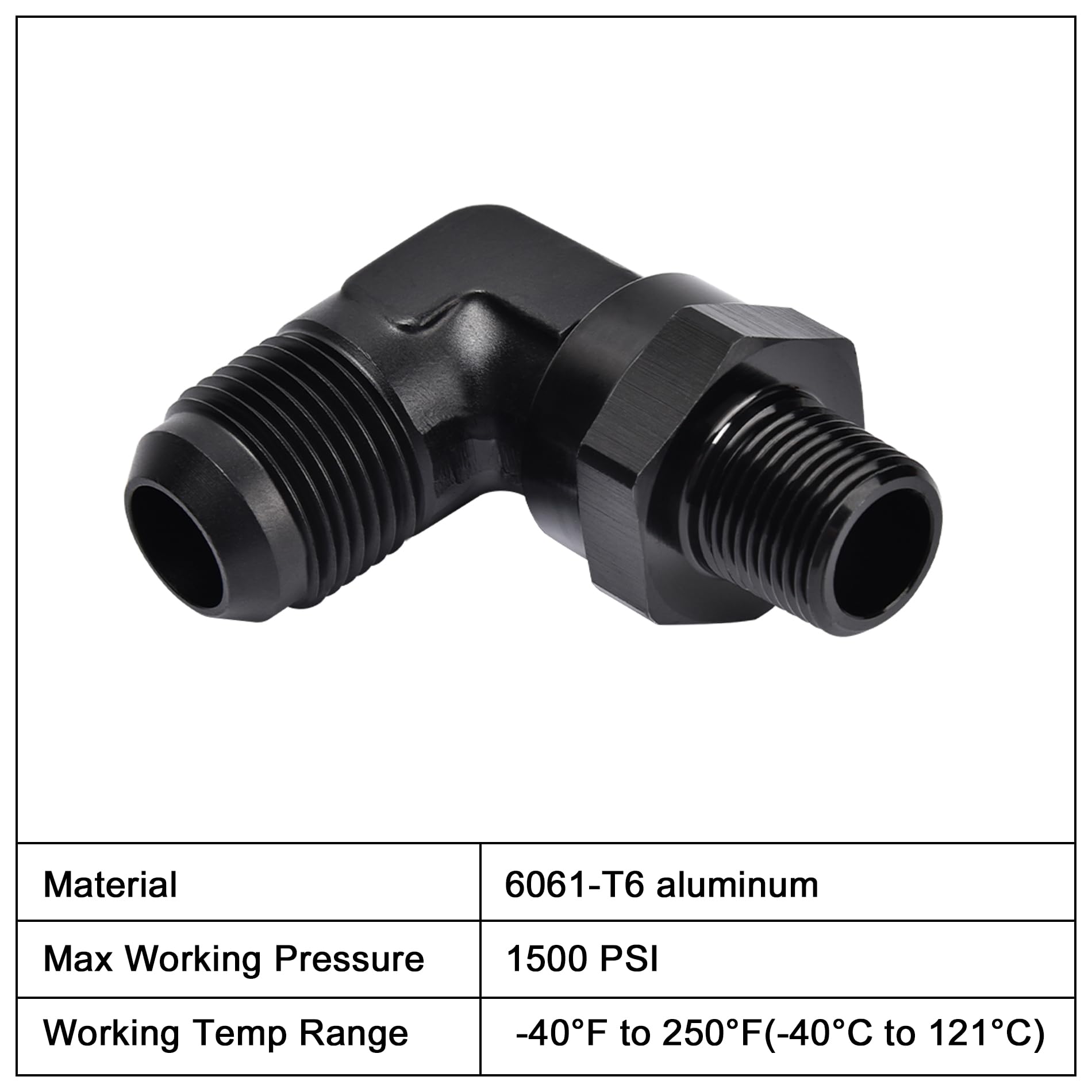 Evil Energy 10An Male Flare To 3/8 '' Npt 90 Degree Swivel Fitting Adapter Aluminum Black