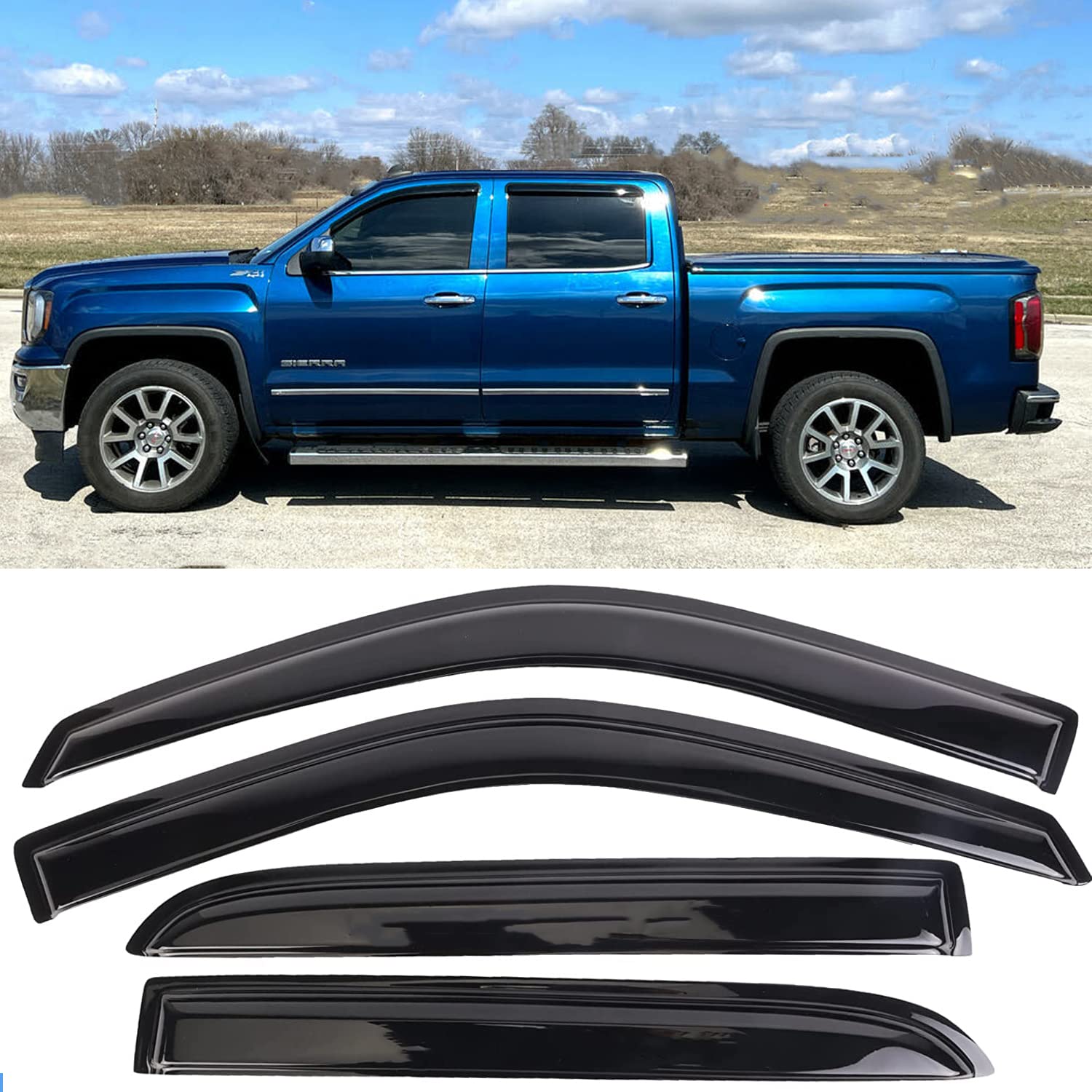 Tape On Window Visors Rain Guards For Hyundai Tucson 2016-2021, Sun Wind Deflectors 4-Pieces Set,Side Window Vent Guard Shade,Ca