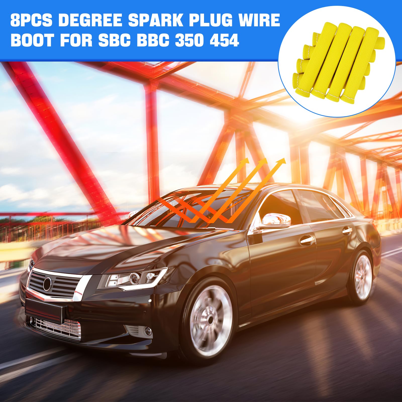 Shinehome 2500 Spark Plug Heat Shield Sleeve For 8Pcs Spark Plug Wire Boots Ls1/Ls2 Sbc Bbc 350 454 Spark Plug Wire Heat Sleeve